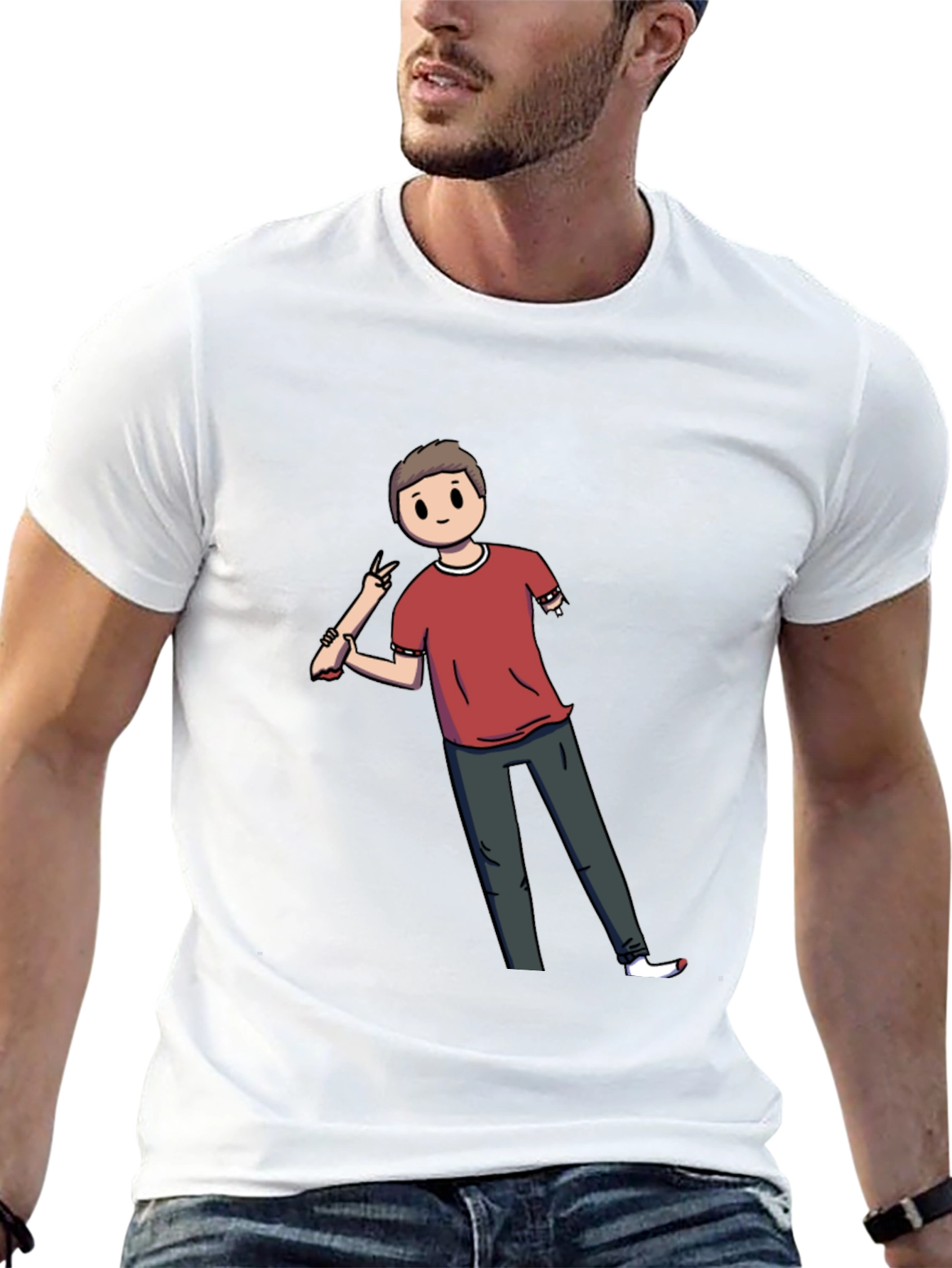 Cartoon Amputee on Black T-Shirt