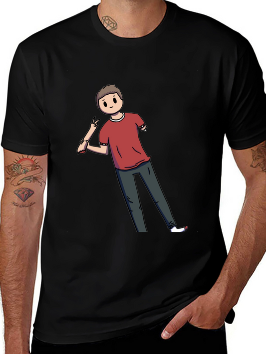 Cartoon Amputee on Black T-Shirt