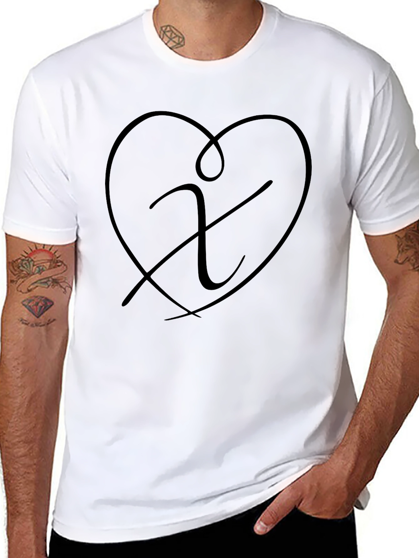Heart Initial T-Shirt - Modern Graphic Tee