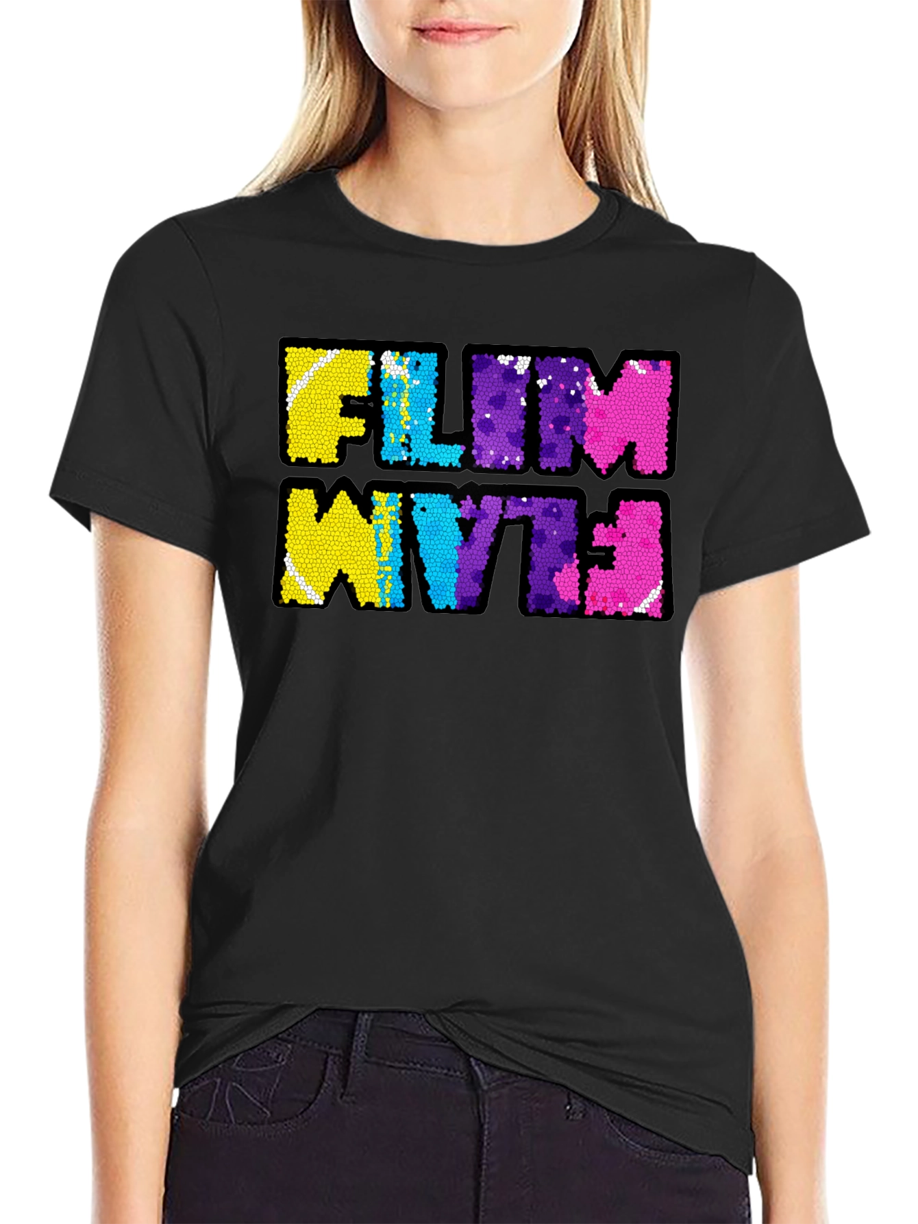 FILM WYTE Sequin Graphic T-Shirt