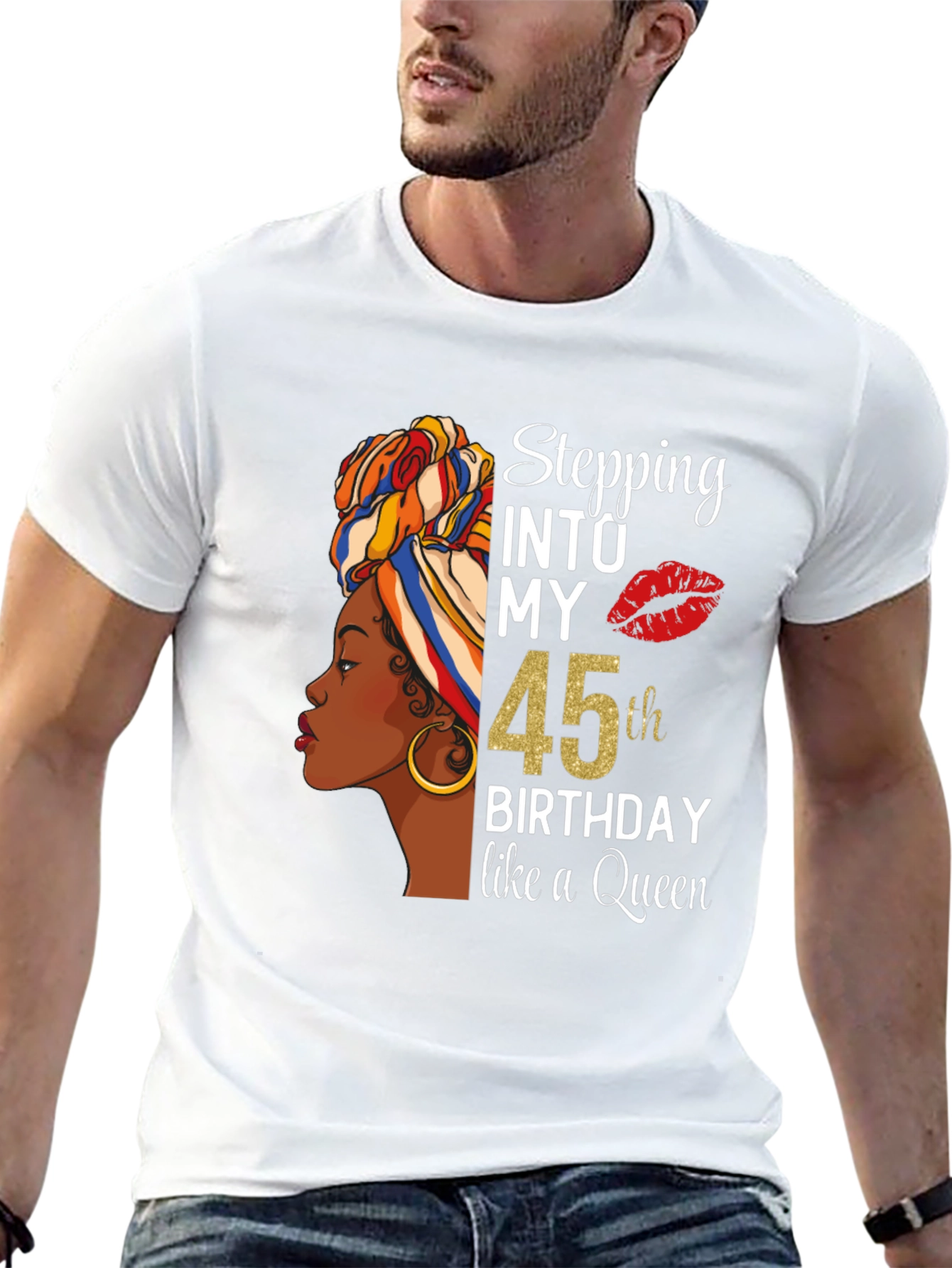 Stepping Into My 45th Birthday Queen T-Shirt