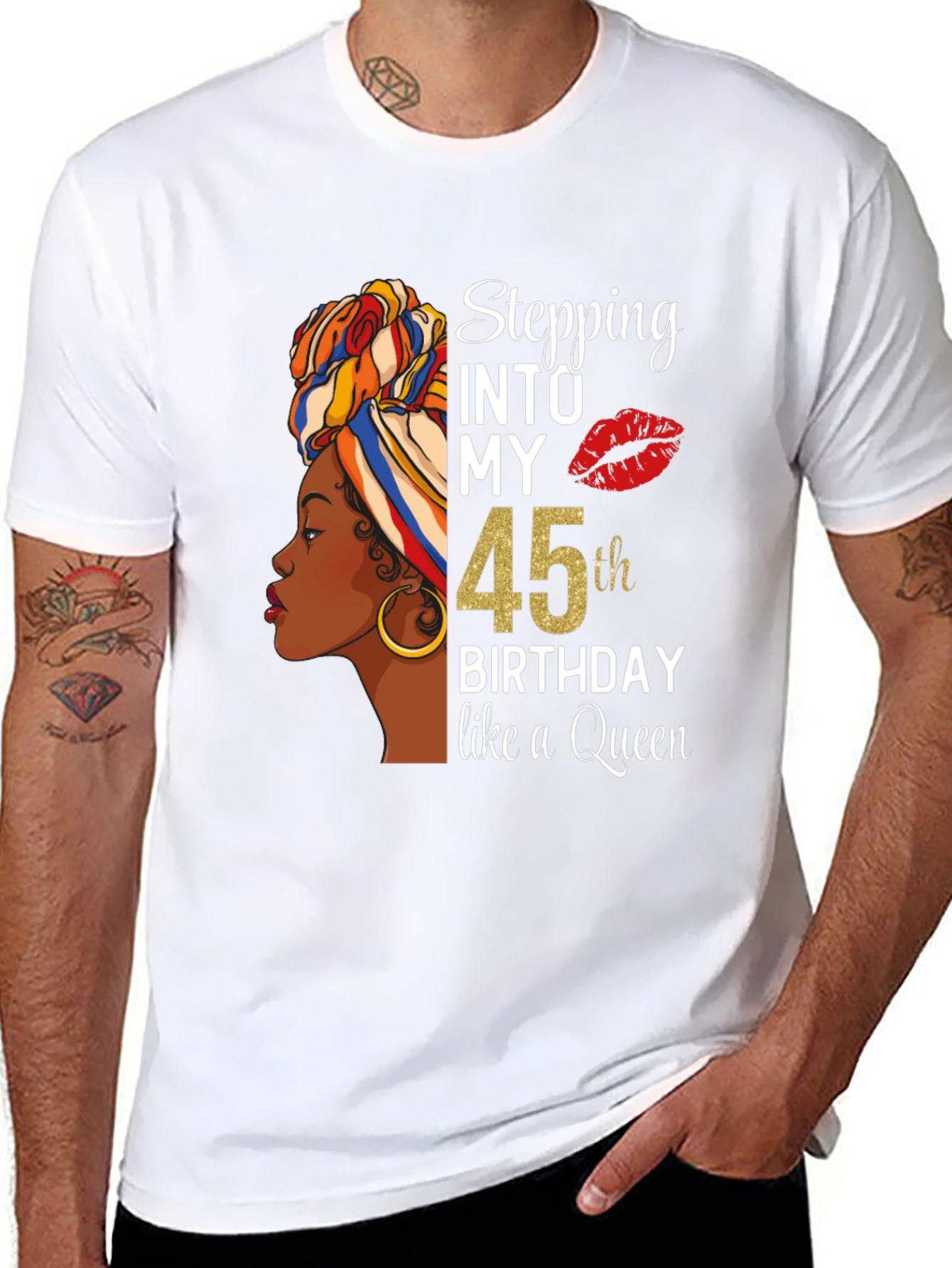 Stepping Into My 45th Birthday Queen T-Shirt