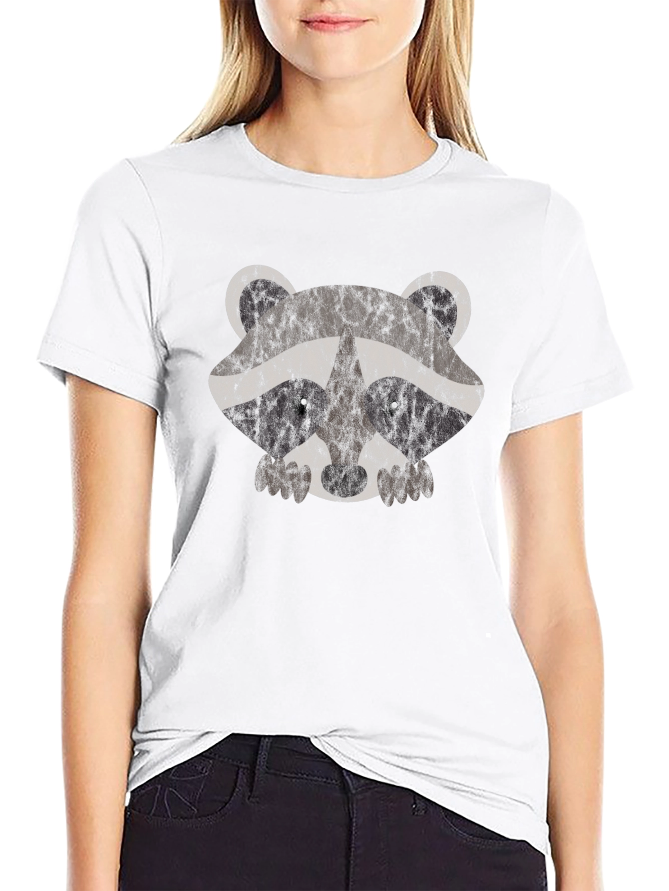 Cute Raccoon Graphic Tee - Mens Black T-Shirt