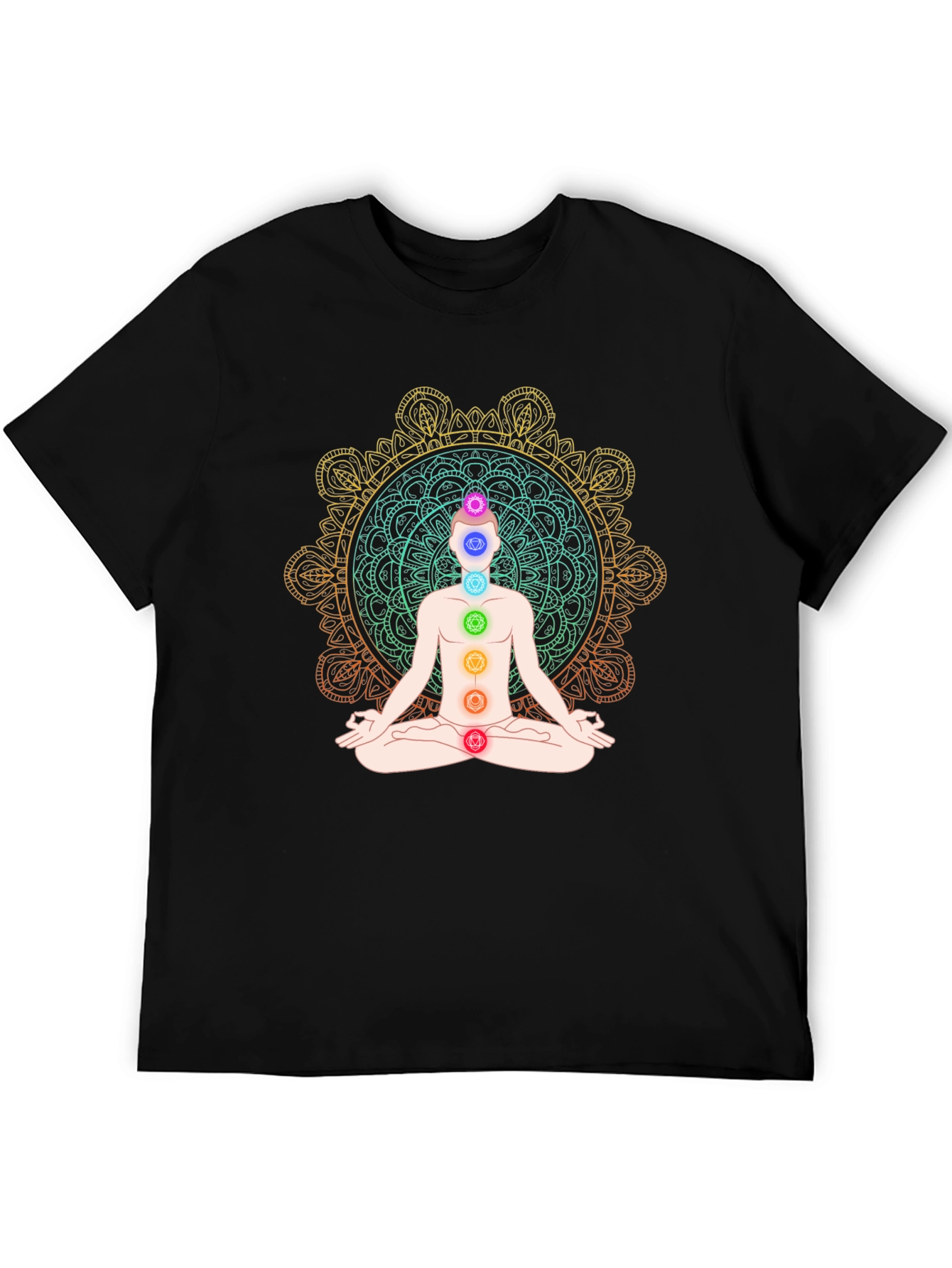 Chakra Meditation Graphic T-Shirt - Mens Black Tee