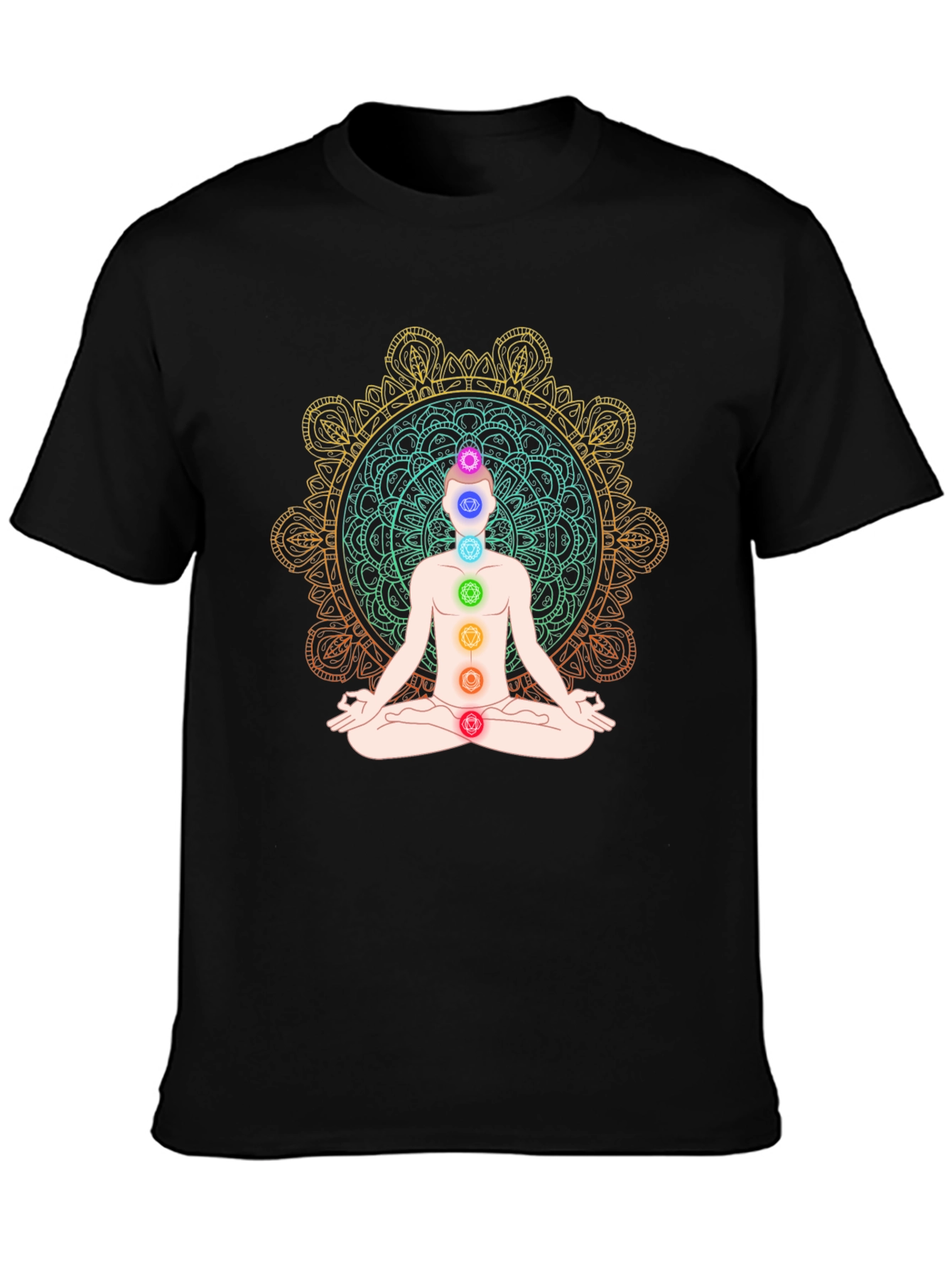 Chakra Meditation Graphic T-Shirt - Mens Black Tee