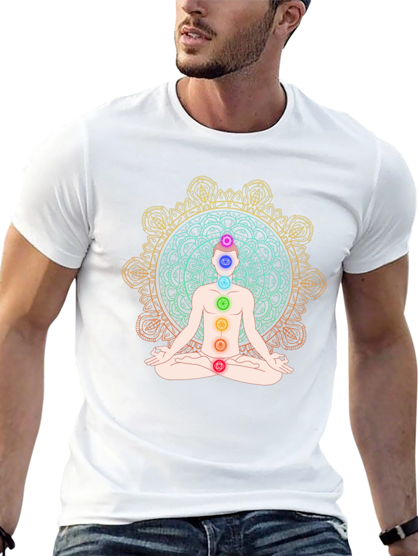 Chakra Meditation Graphic T-Shirt - Mens Black Tee