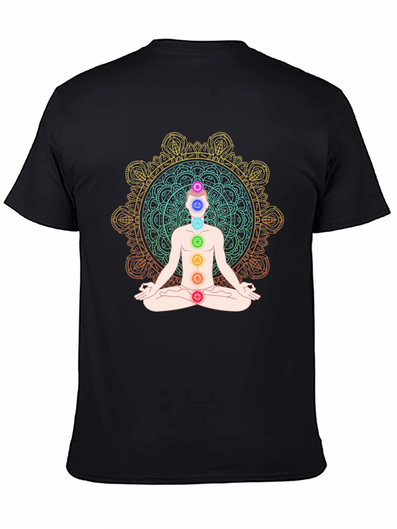 Chakra Meditation Graphic T-Shirt - Mens Black Tee