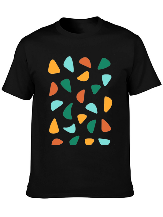 Retro Geometric Print Crew Neck T-Shirt