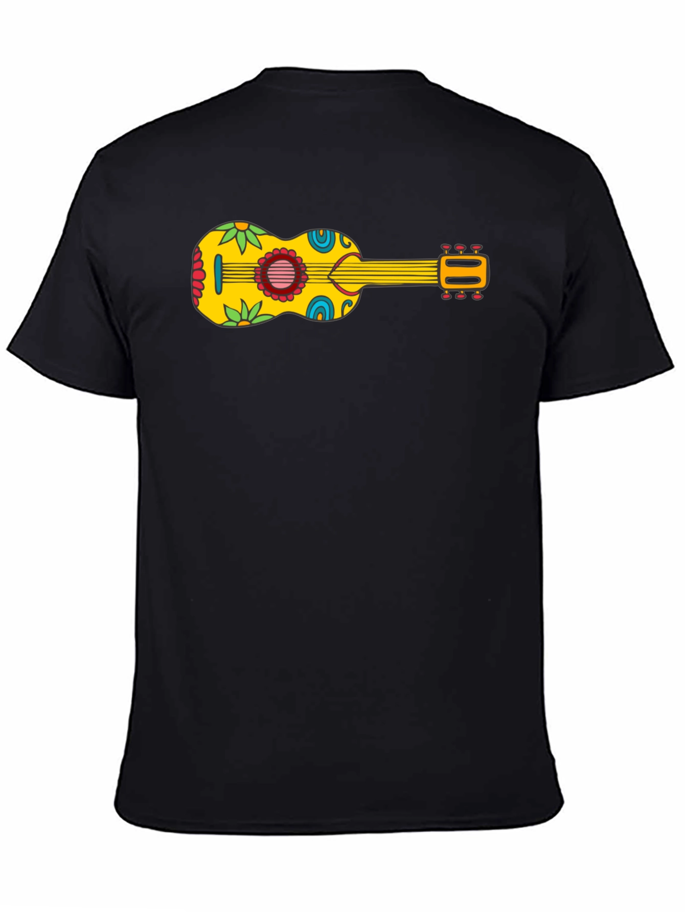 Funky Floral Guitar Graphic Tee - Black