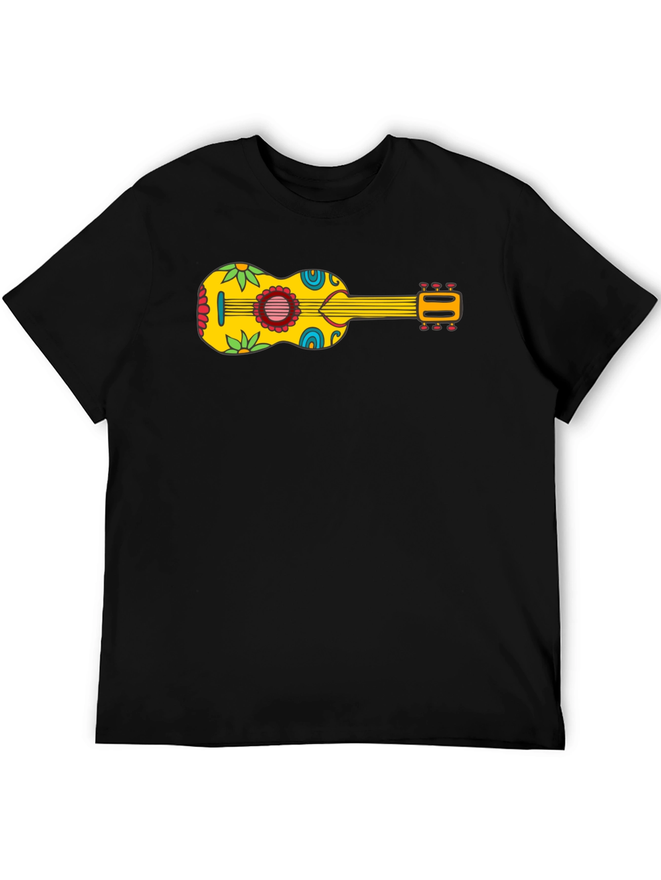 Funky Floral Guitar Graphic Tee - Black