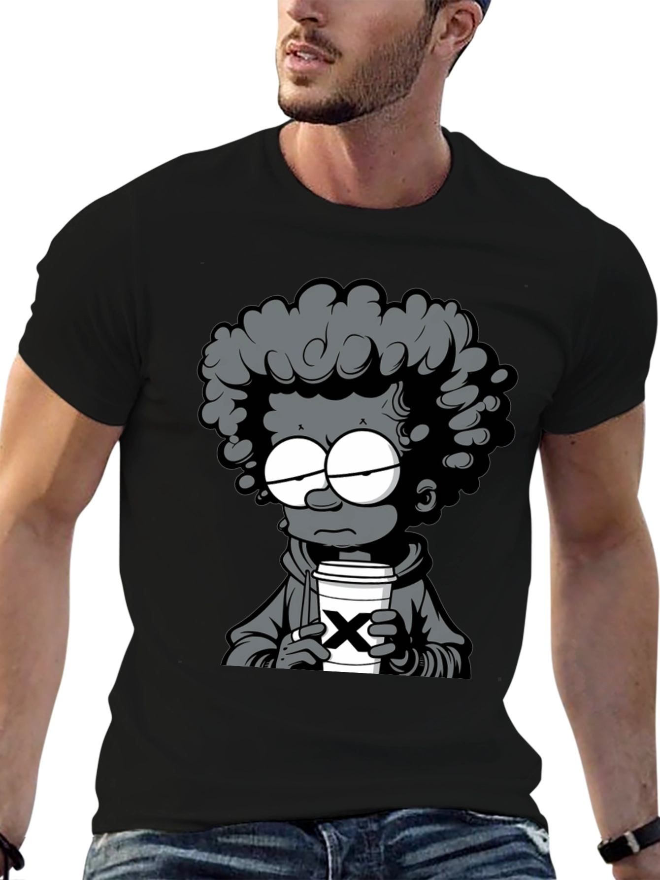 Cartoon Graphic T-Shirt - Coffee Lover
