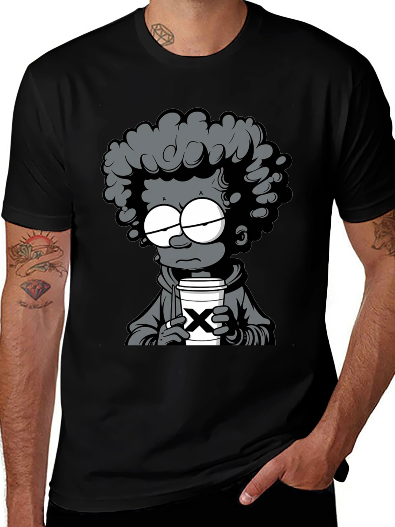Cartoon Graphic T-Shirt - Coffee Lover
