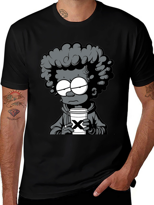 Cartoon Graphic T-Shirt - Coffee Lover