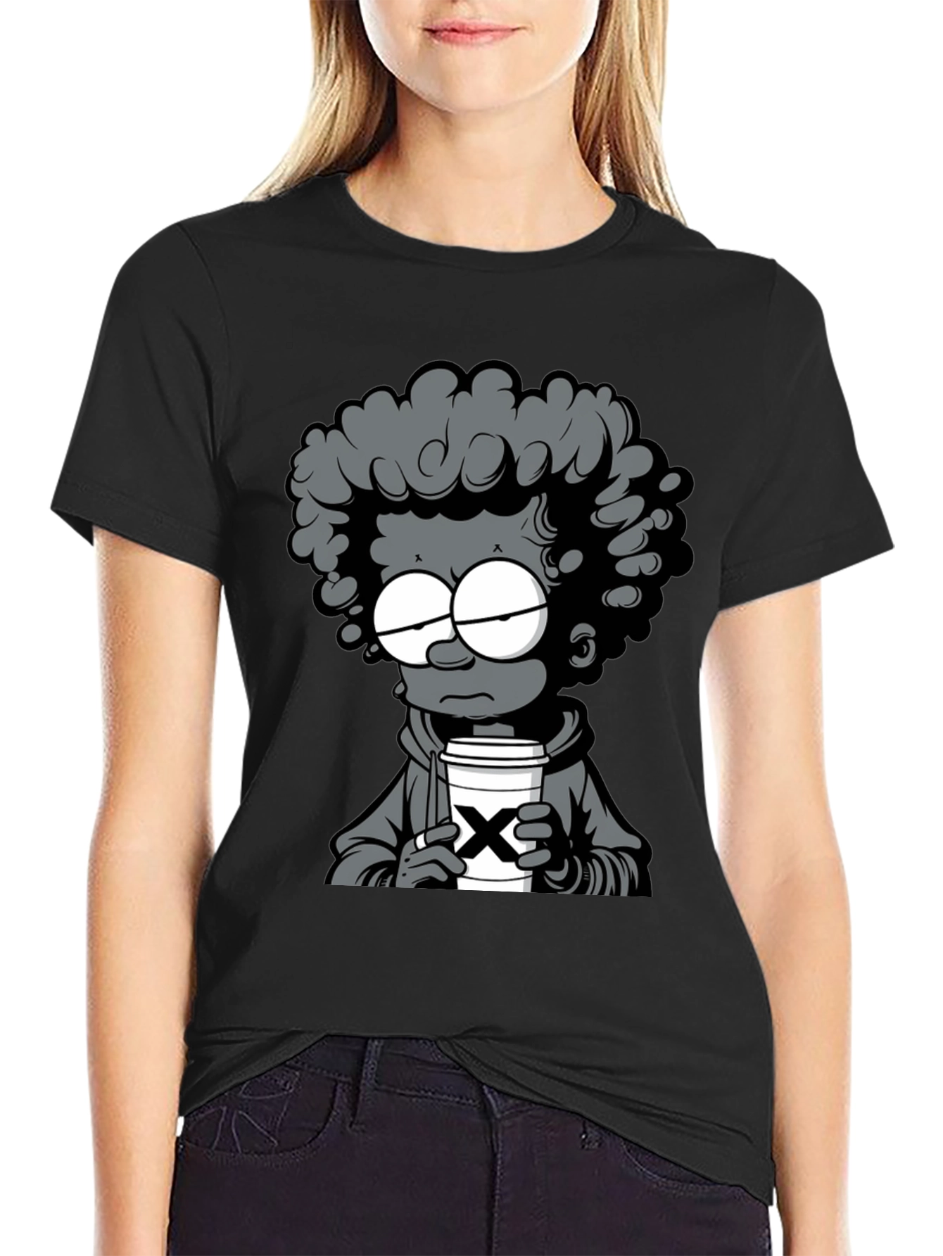 Cartoon Graphic T-Shirt - Coffee Lover