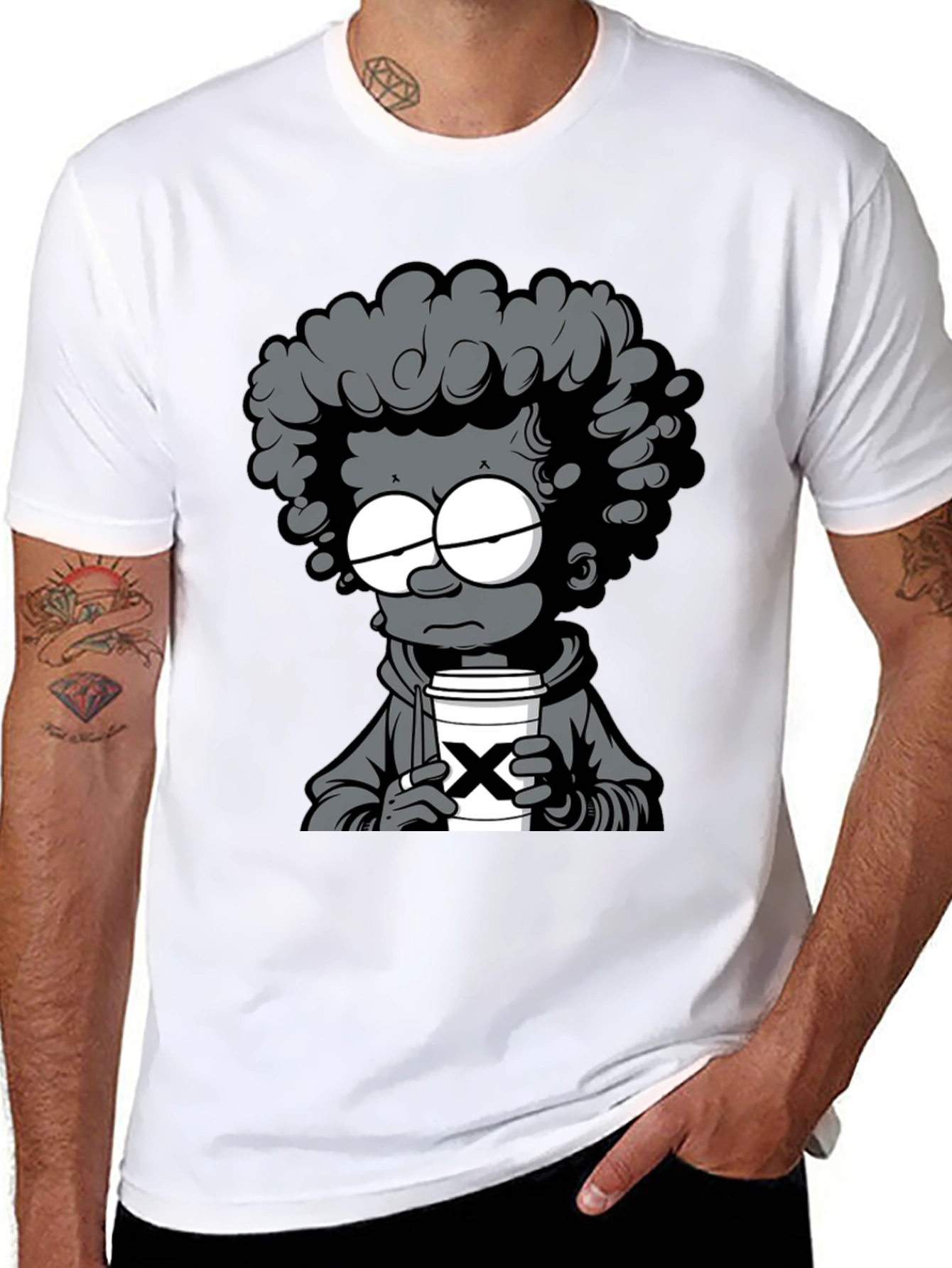 Cartoon Graphic T-Shirt - Coffee Lover