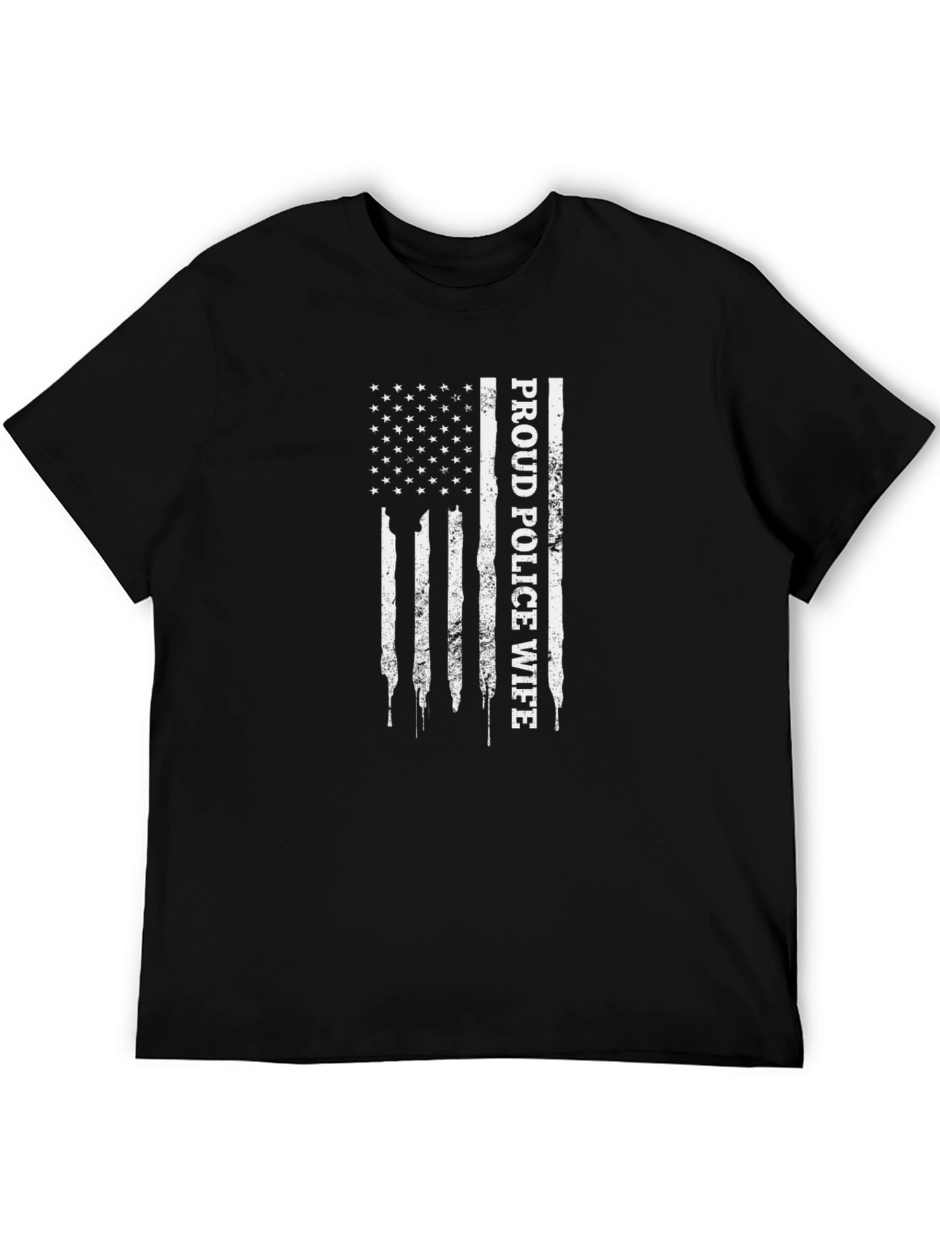 Proud Police Wife American Flag T-Shirt