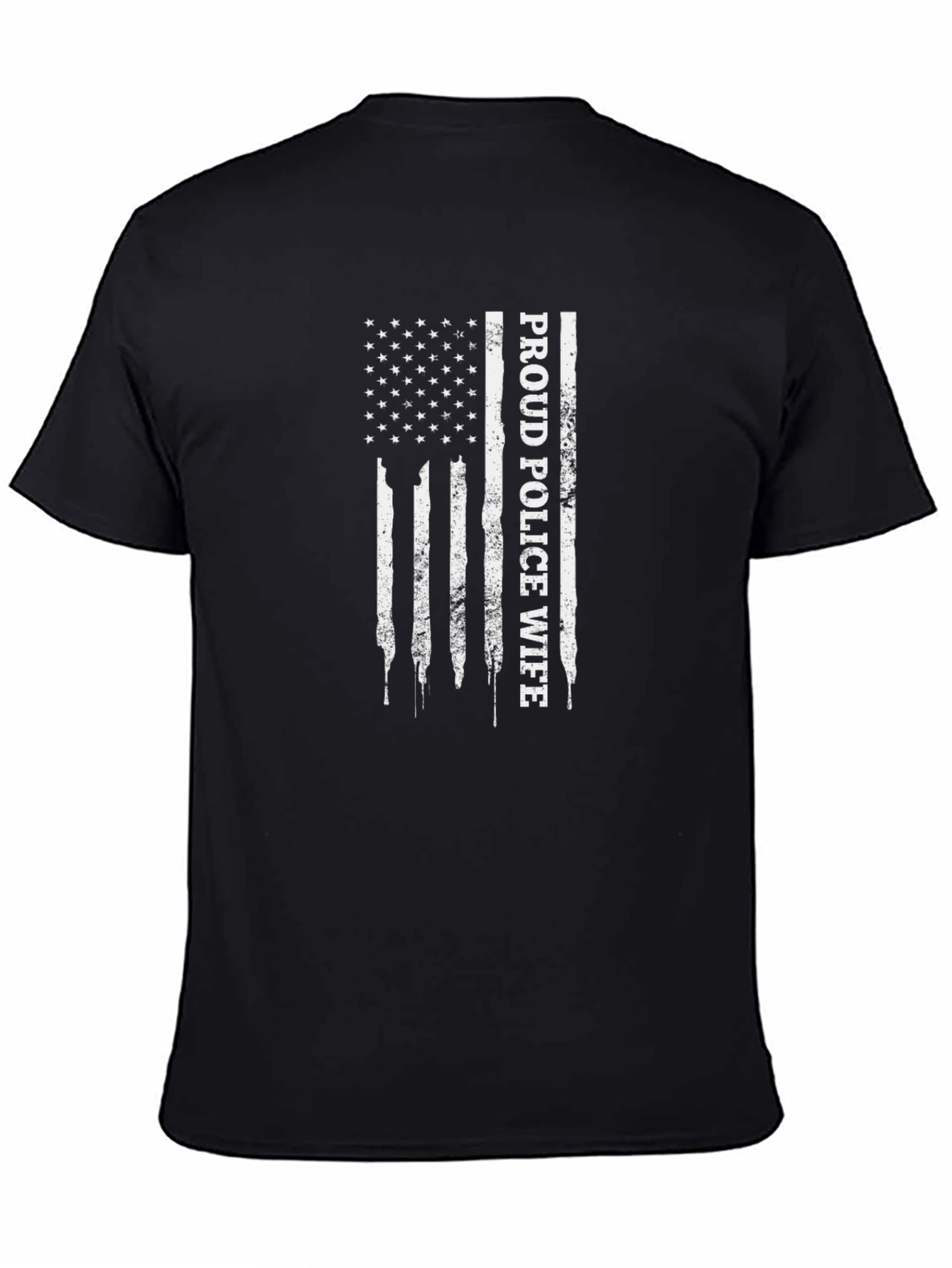Proud Police Wife American Flag T-Shirt