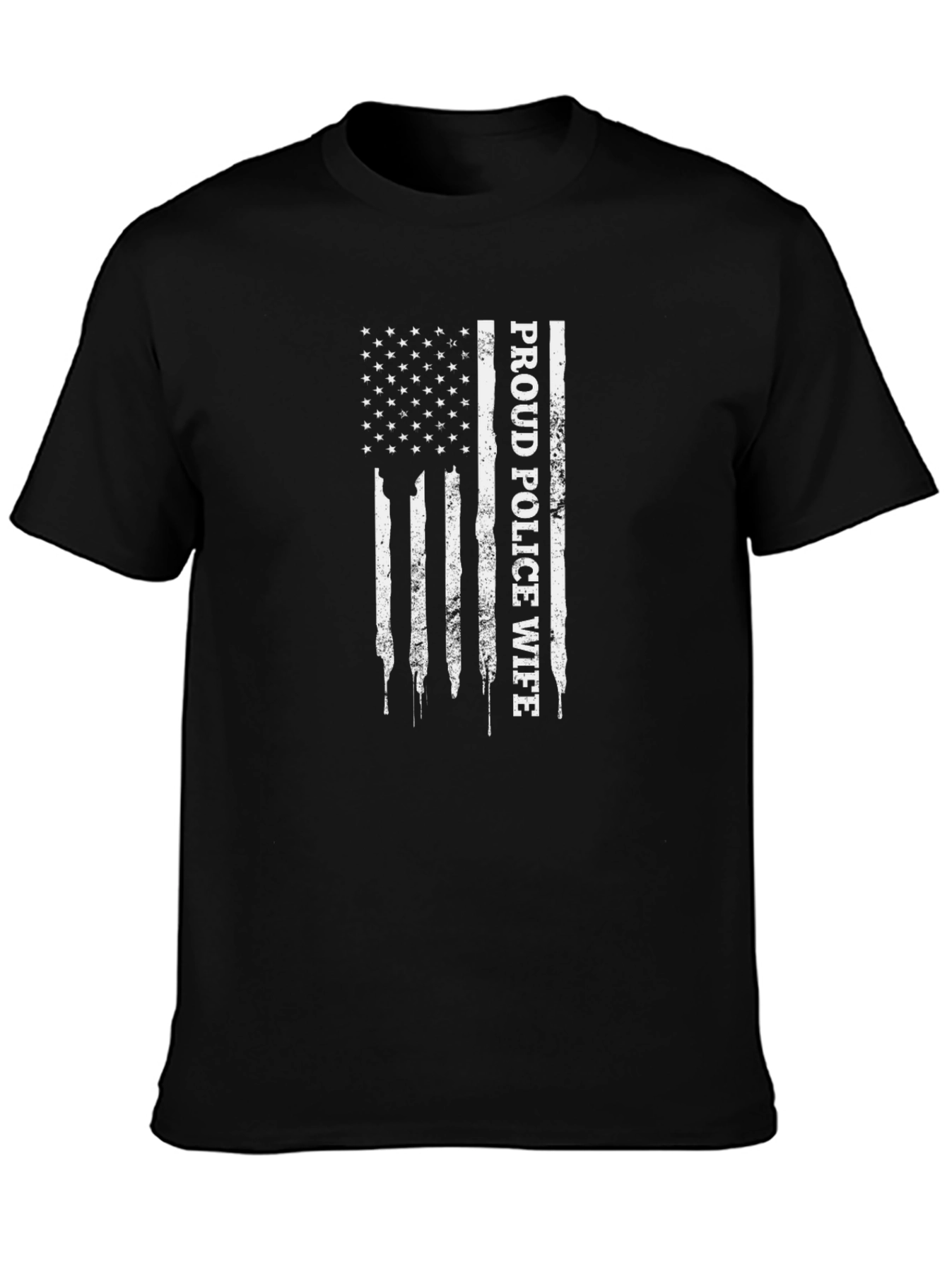 Proud Police Wife American Flag T-Shirt