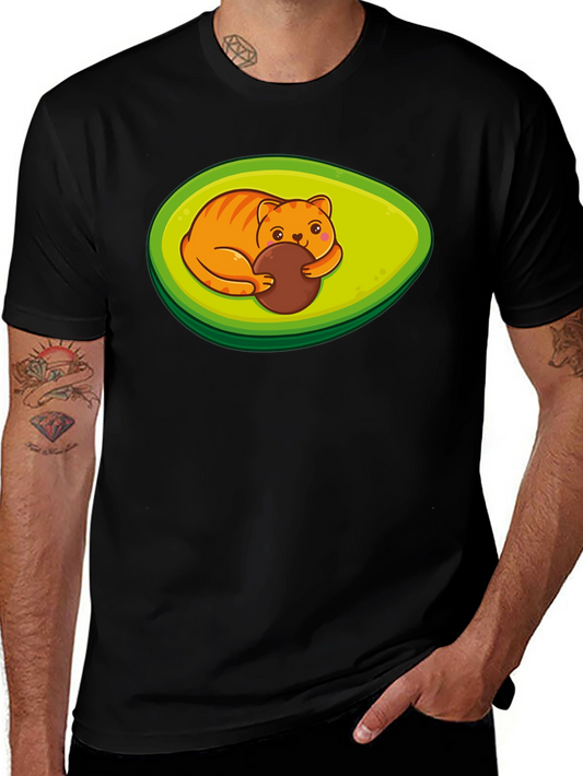 Avocado Cat T-Shirt - Cute Feline Fruit Design