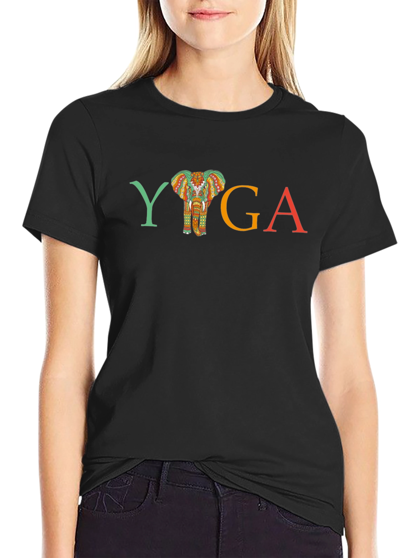 Yoga Elephant Graphic T-Shirt