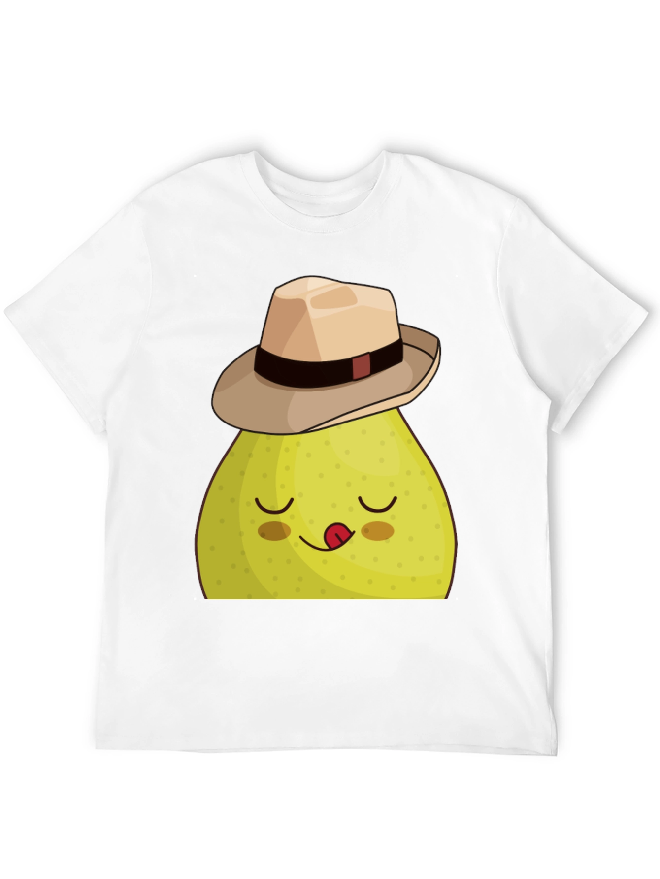 Funny Pear with Hat Graphic Tee - Black