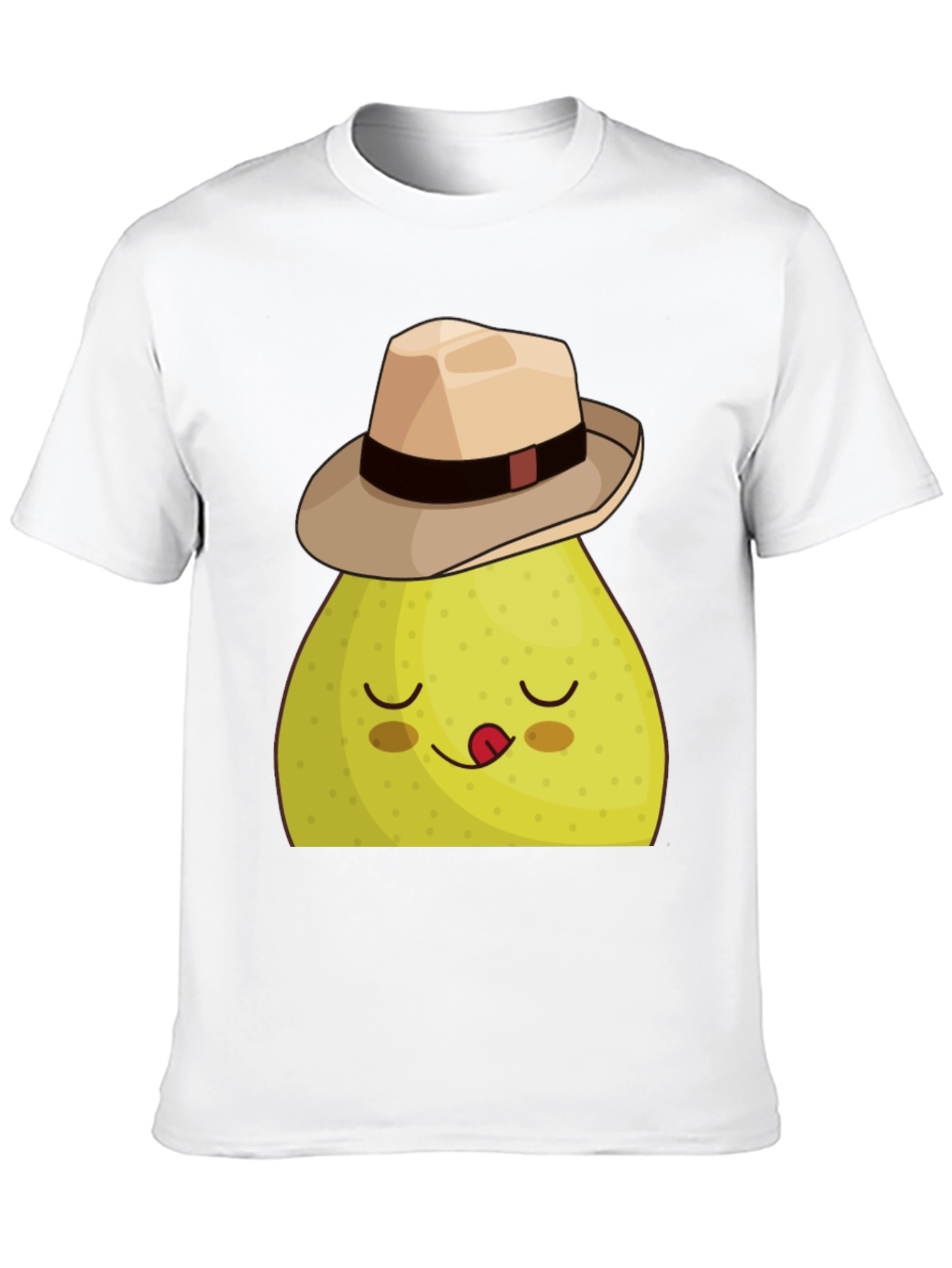 Funny Pear with Hat Graphic Tee - Black
