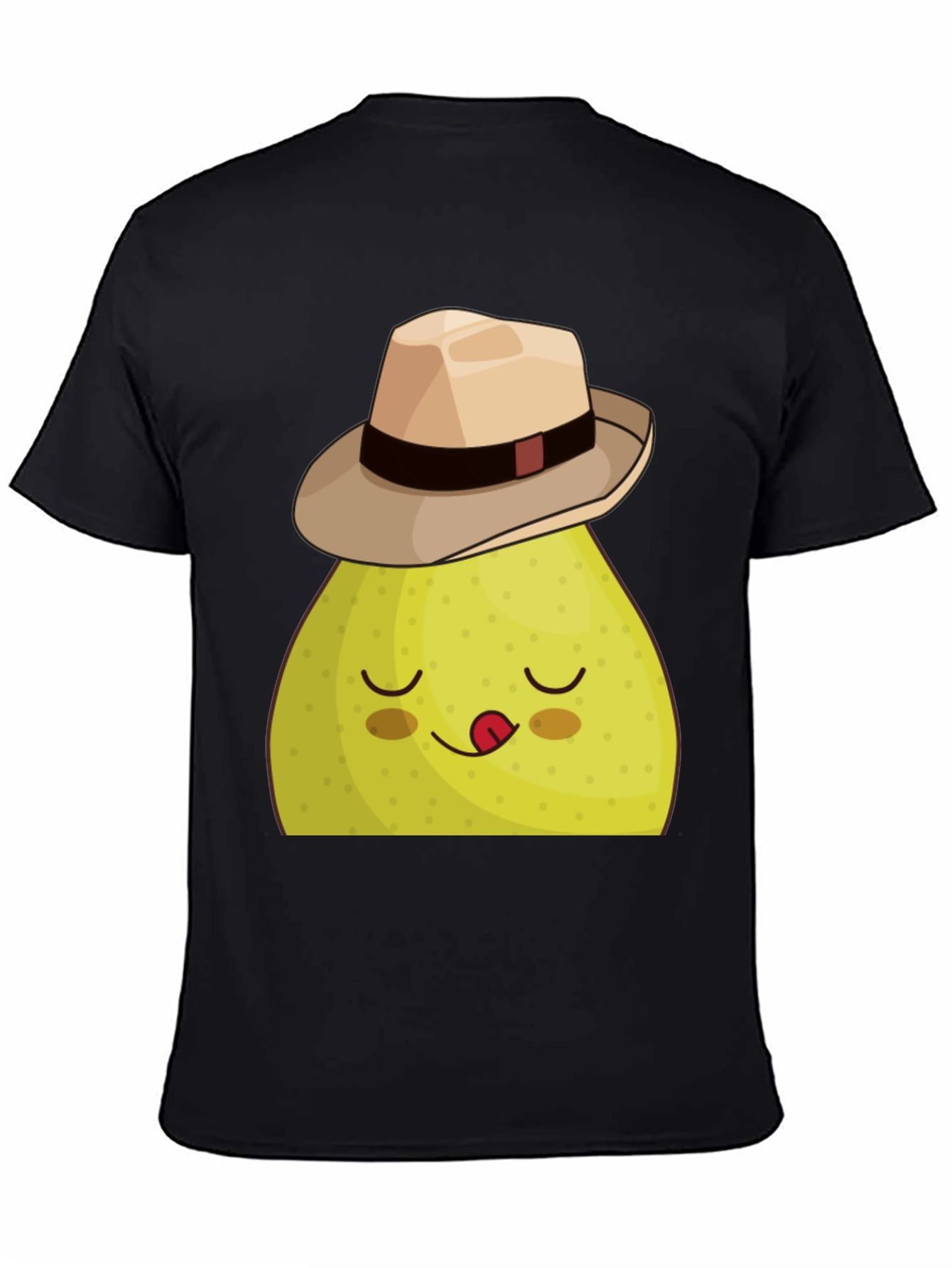 Funny Pear with Hat Graphic Tee - Black