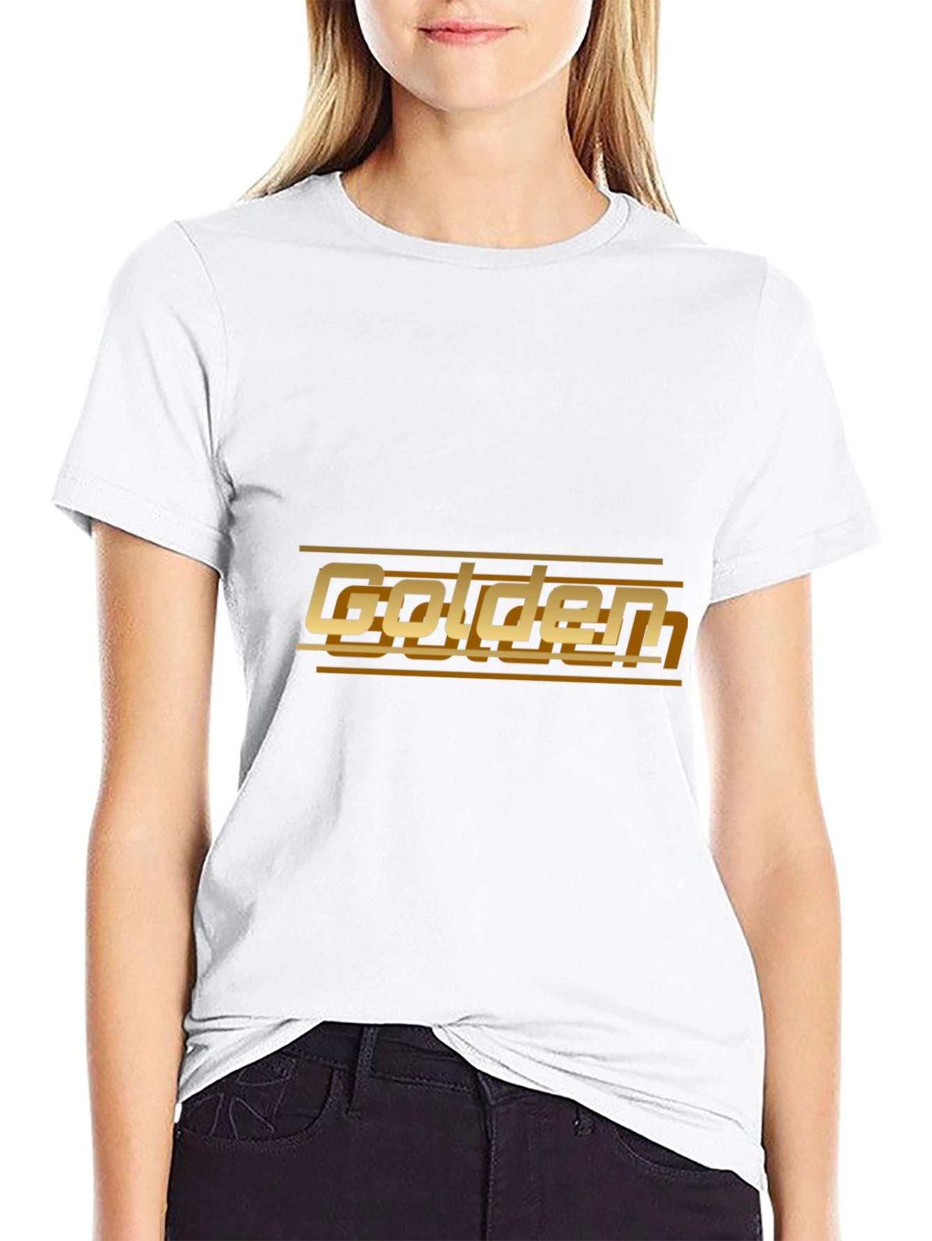 Golden Graphic Tee - Stylish Black Cotton T-Shirt
