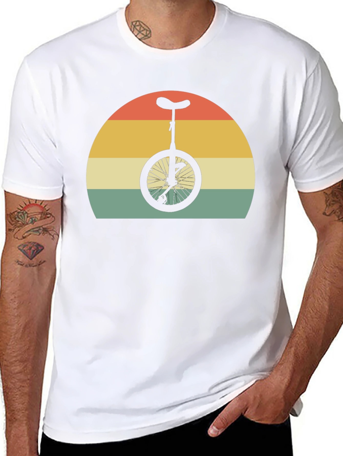 Retro Unicycle Sunset Graphic T-Shirt