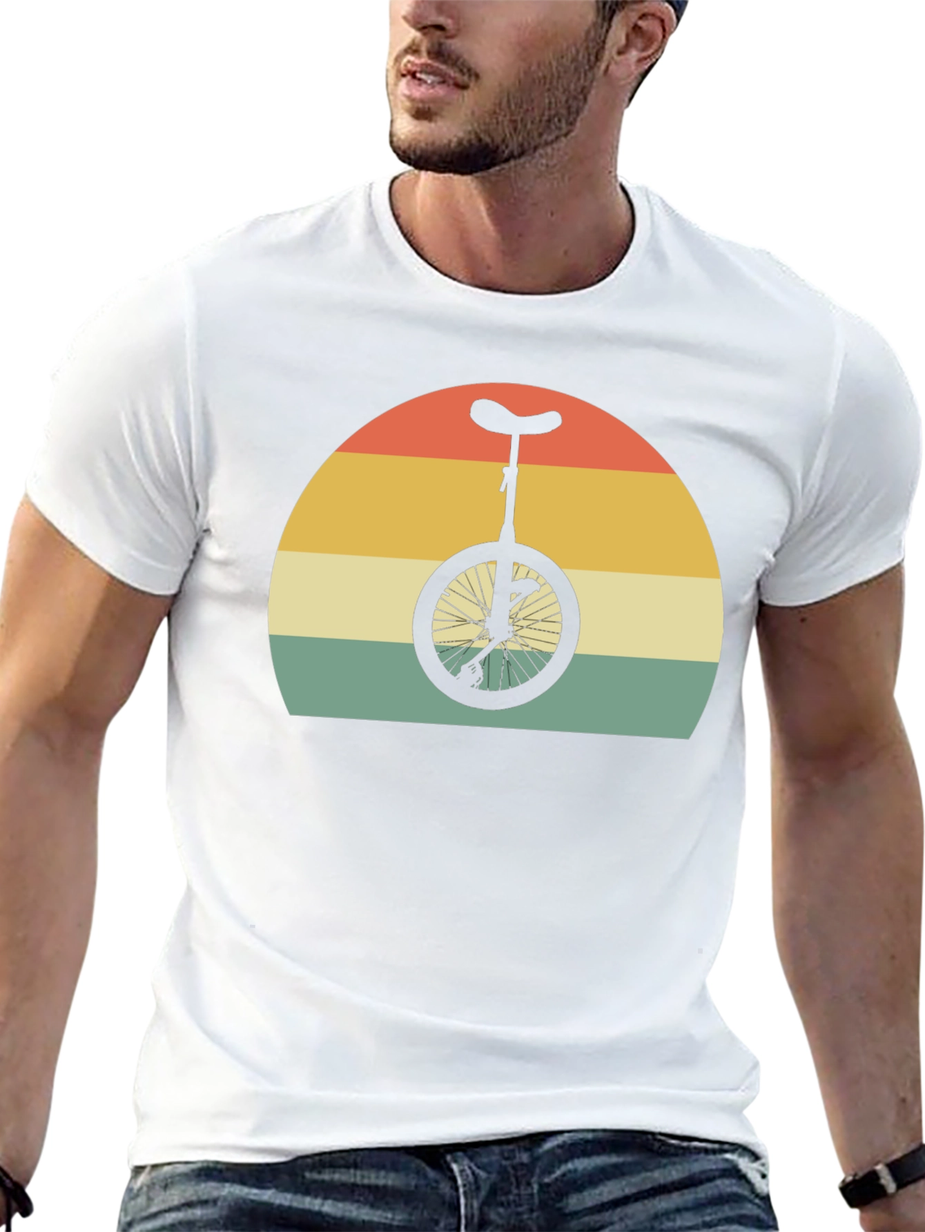 Retro Unicycle Sunset Graphic T-Shirt