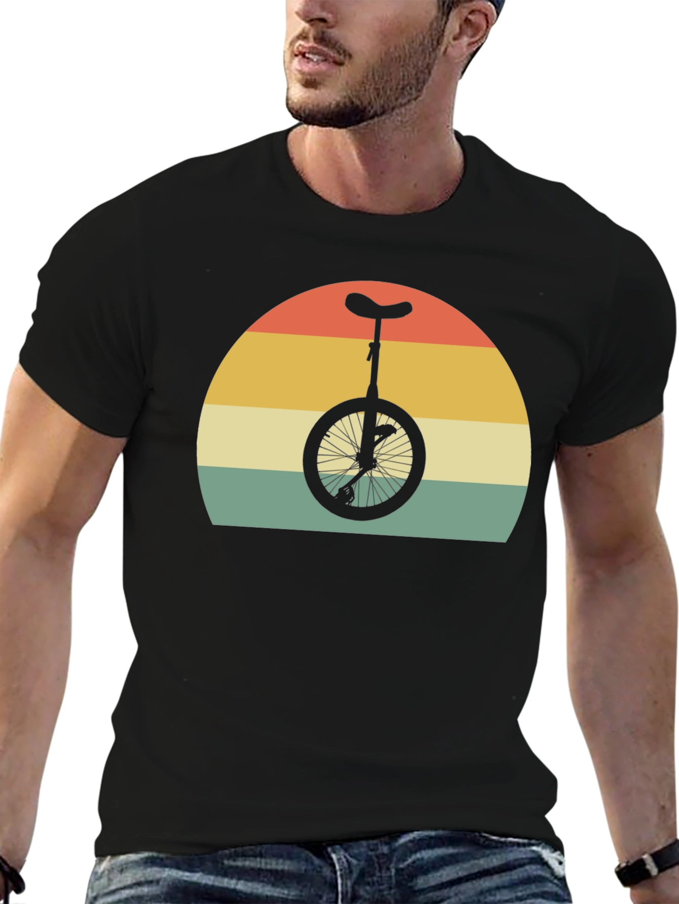 Retro Unicycle Sunset Graphic T-Shirt
