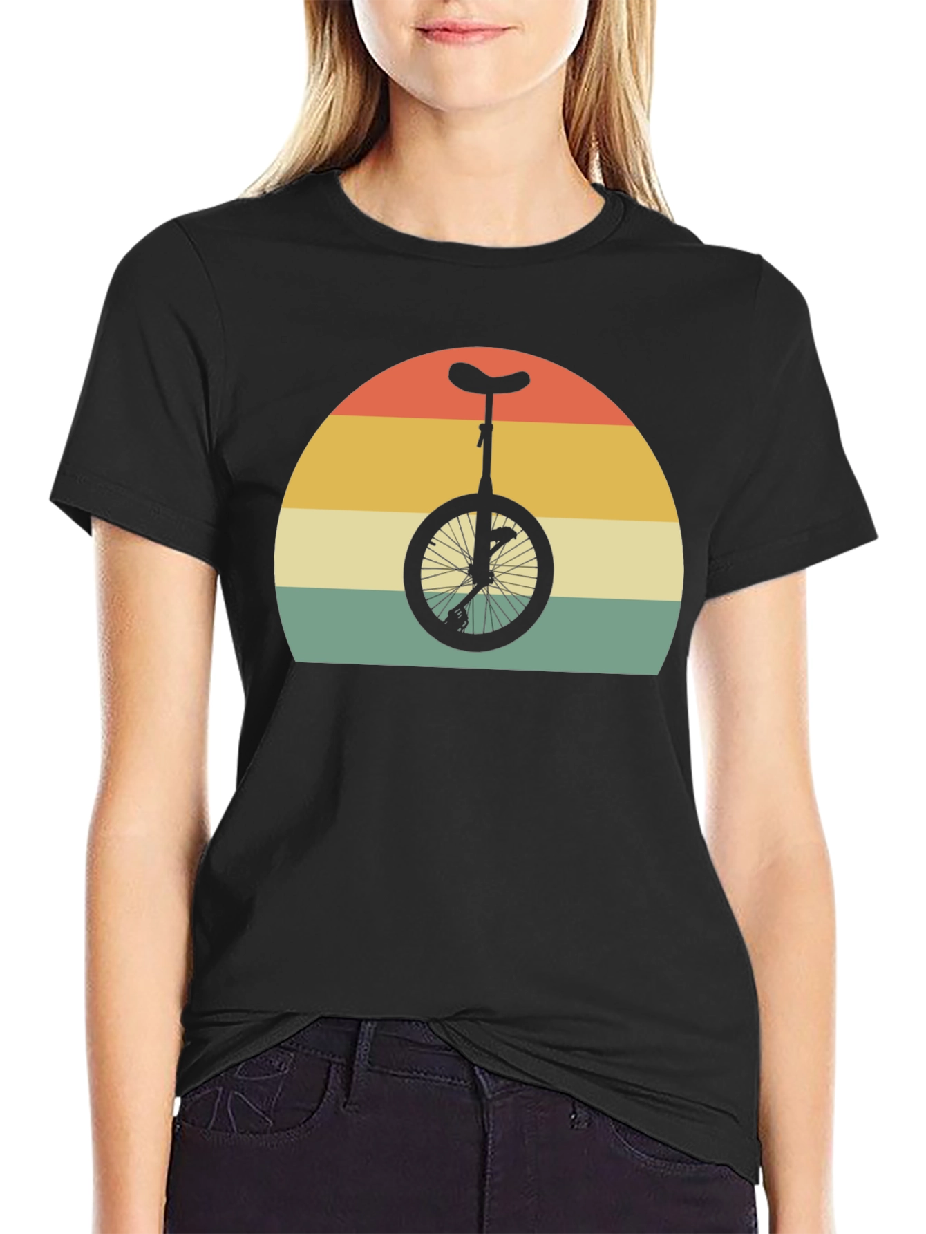 Retro Unicycle Sunset Graphic T-Shirt