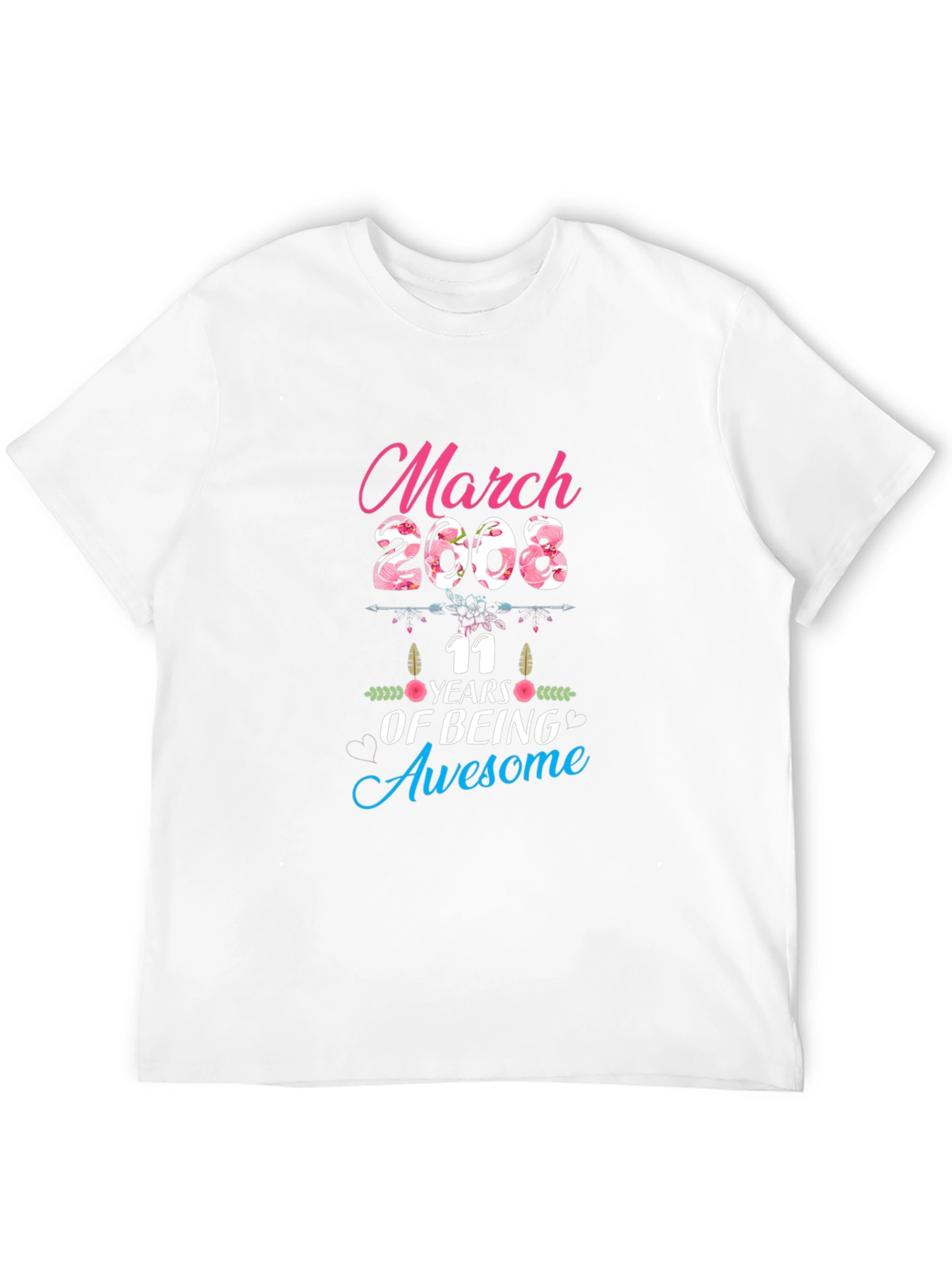 March 2008 11 Years of Being Awesome Black T-Shirt