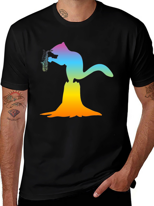 Squirrel Saxophone Graphic Tee - Funky Animal T-Shirt