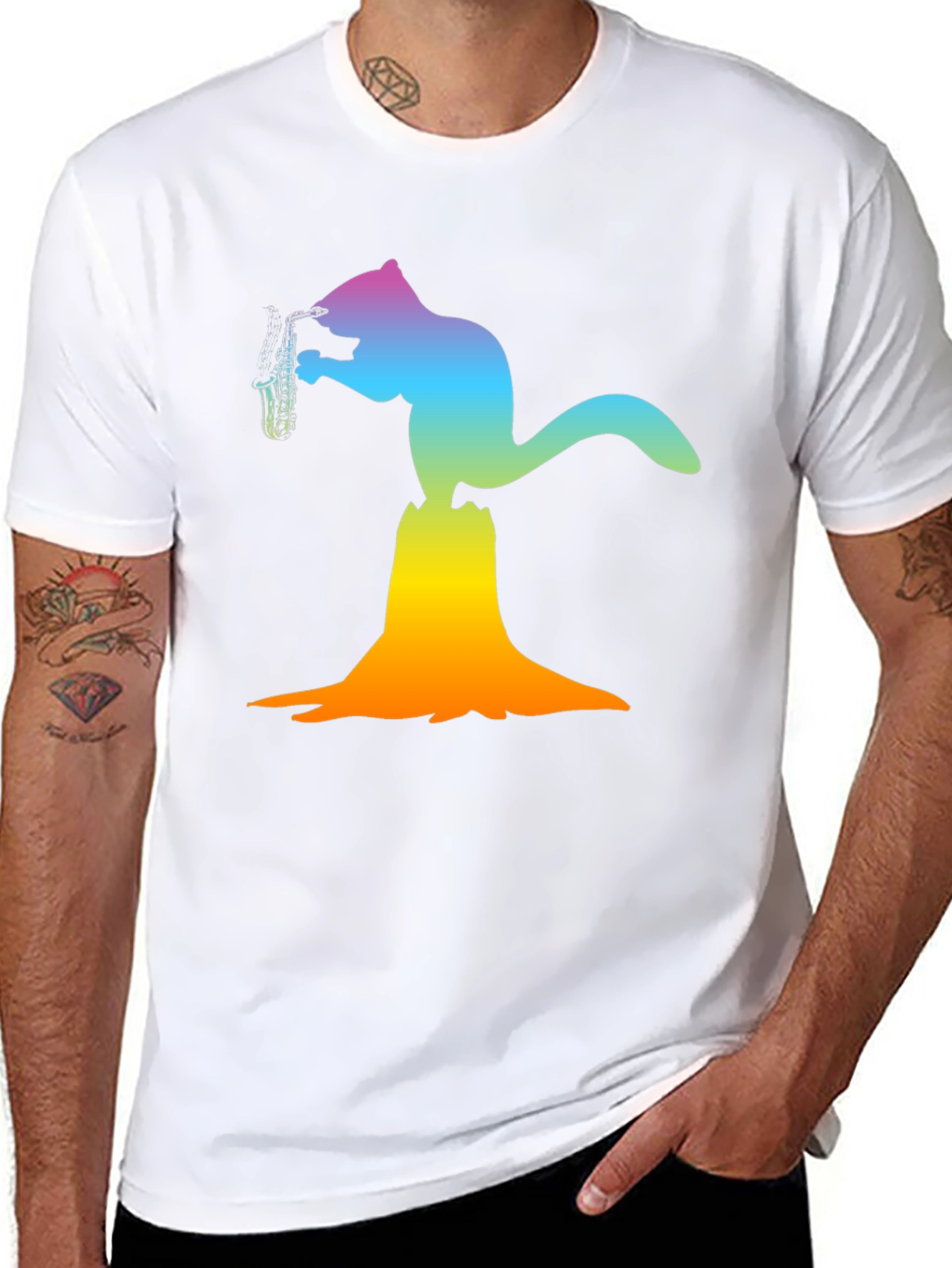 Squirrel Saxophone Graphic Tee - Funky Animal T-Shirt