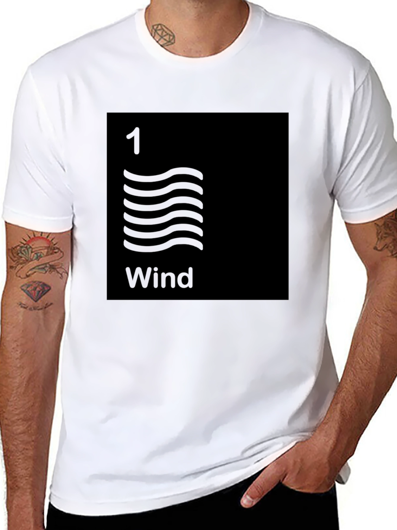 Wind Element Black T-Shirt - Minimalist Design