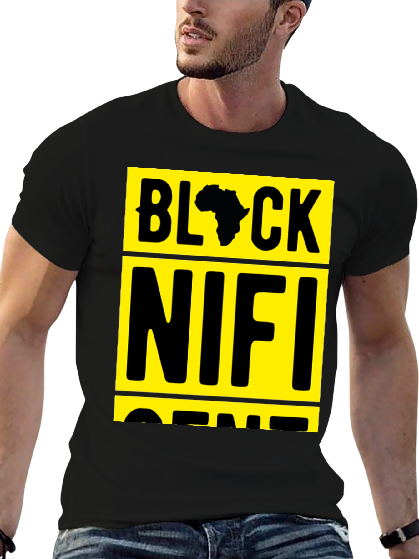Black Nifi Gene T-Shirt - Yellow Graphic Tee