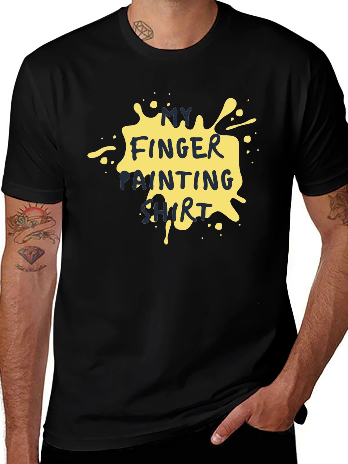 Funny Finger Painting Shirt - Black Cotton Tee