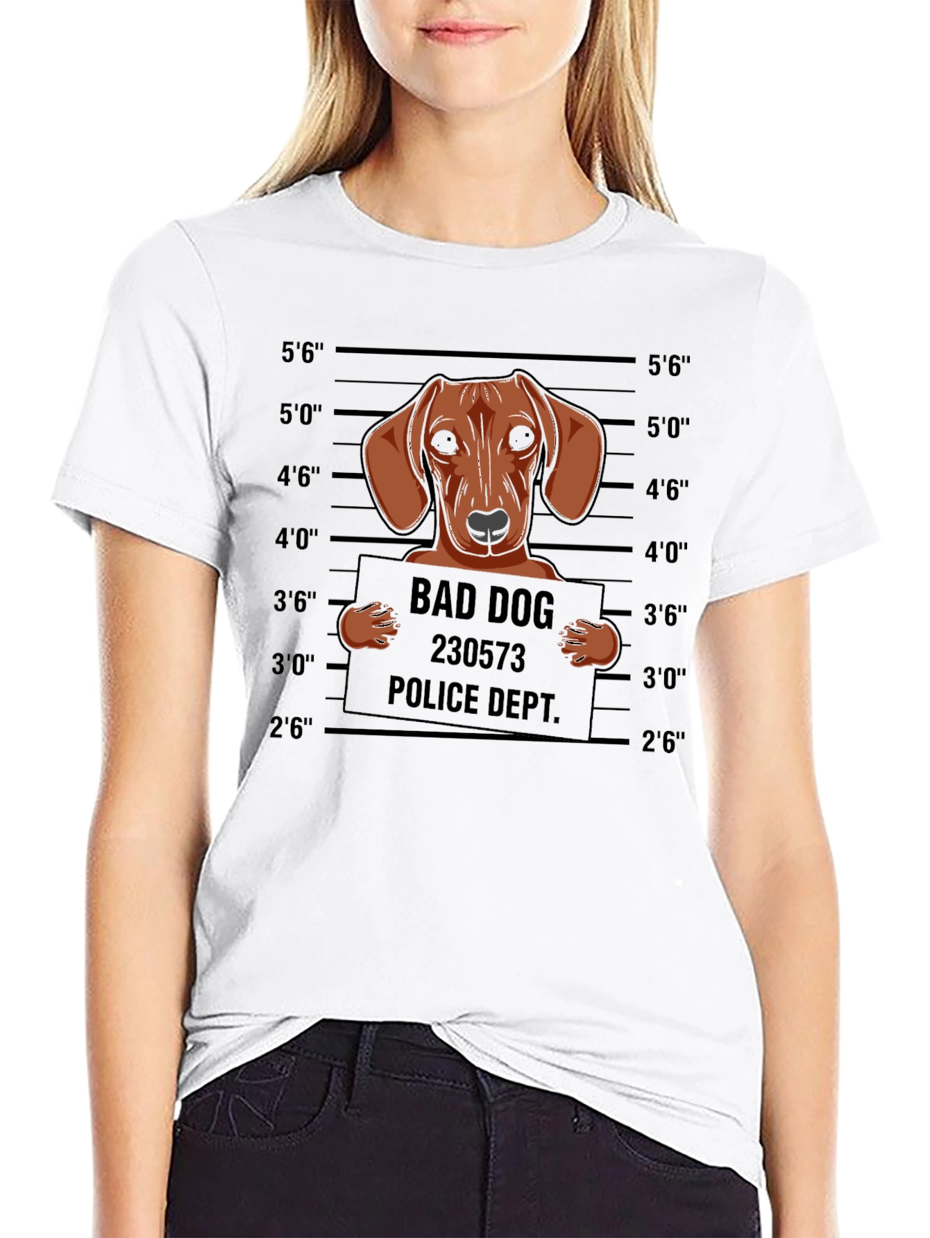 Bad Dog Mugshot T-Shirt Funny Canine Tee