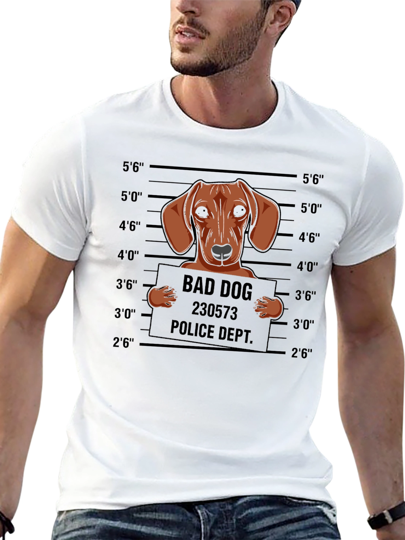 Bad Dog Mugshot T-Shirt Funny Canine Tee