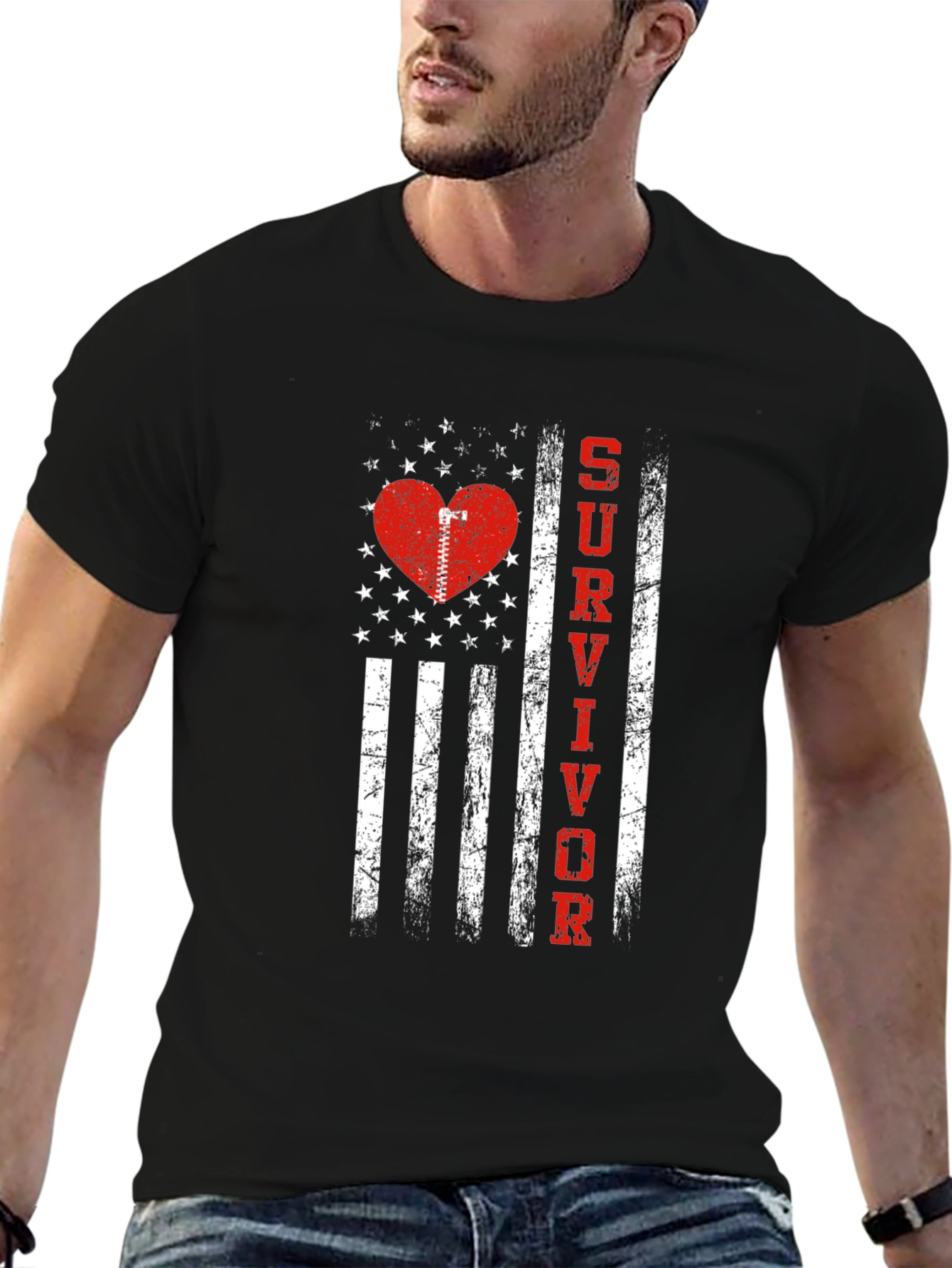 Survivor Heart Flag Graphic Tee