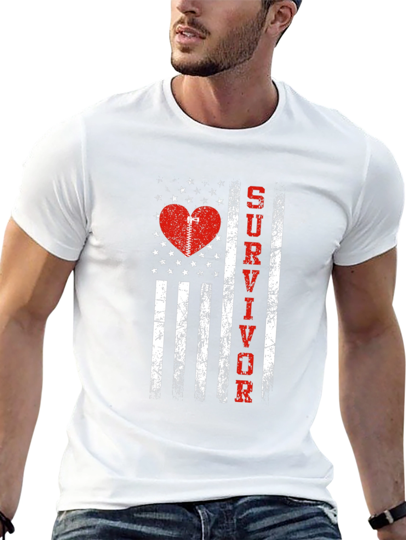 Survivor Heart Flag Graphic Tee