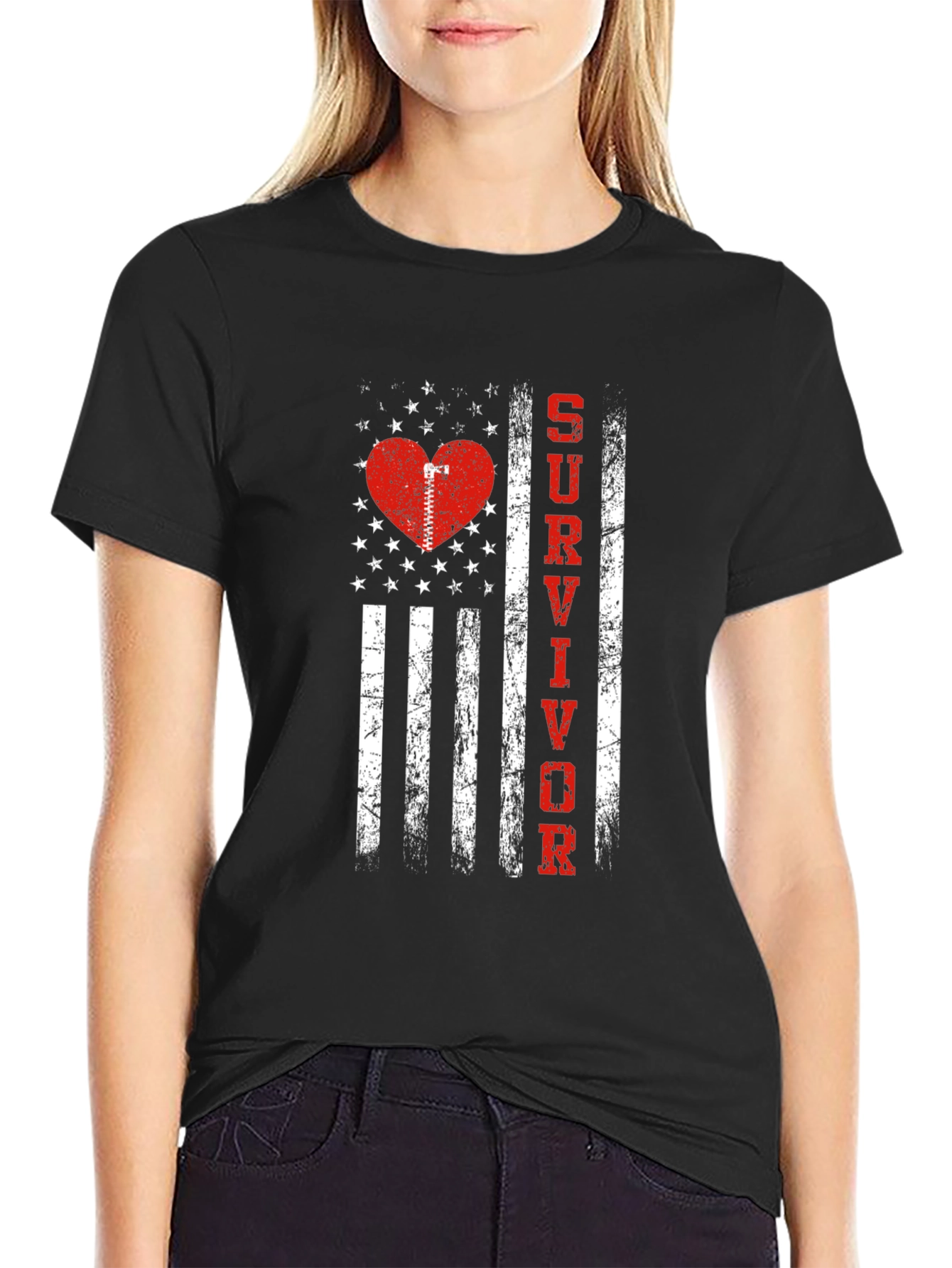 Survivor Heart Flag Graphic Tee
