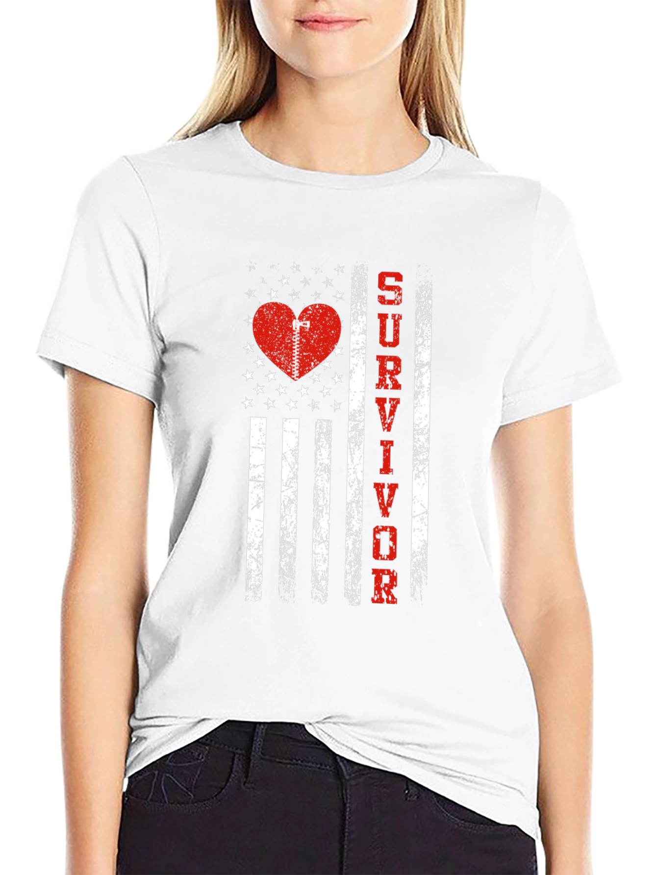 Survivor Heart Flag Graphic Tee