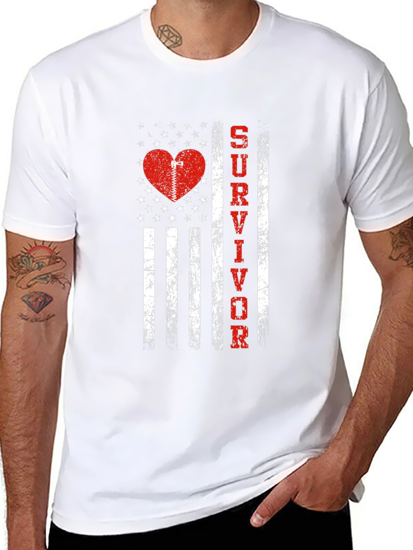 Survivor Heart Flag Graphic Tee