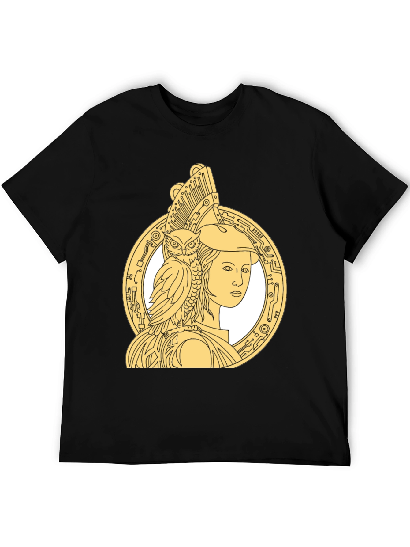 Athena & Owl Graphic T-Shirt - Black