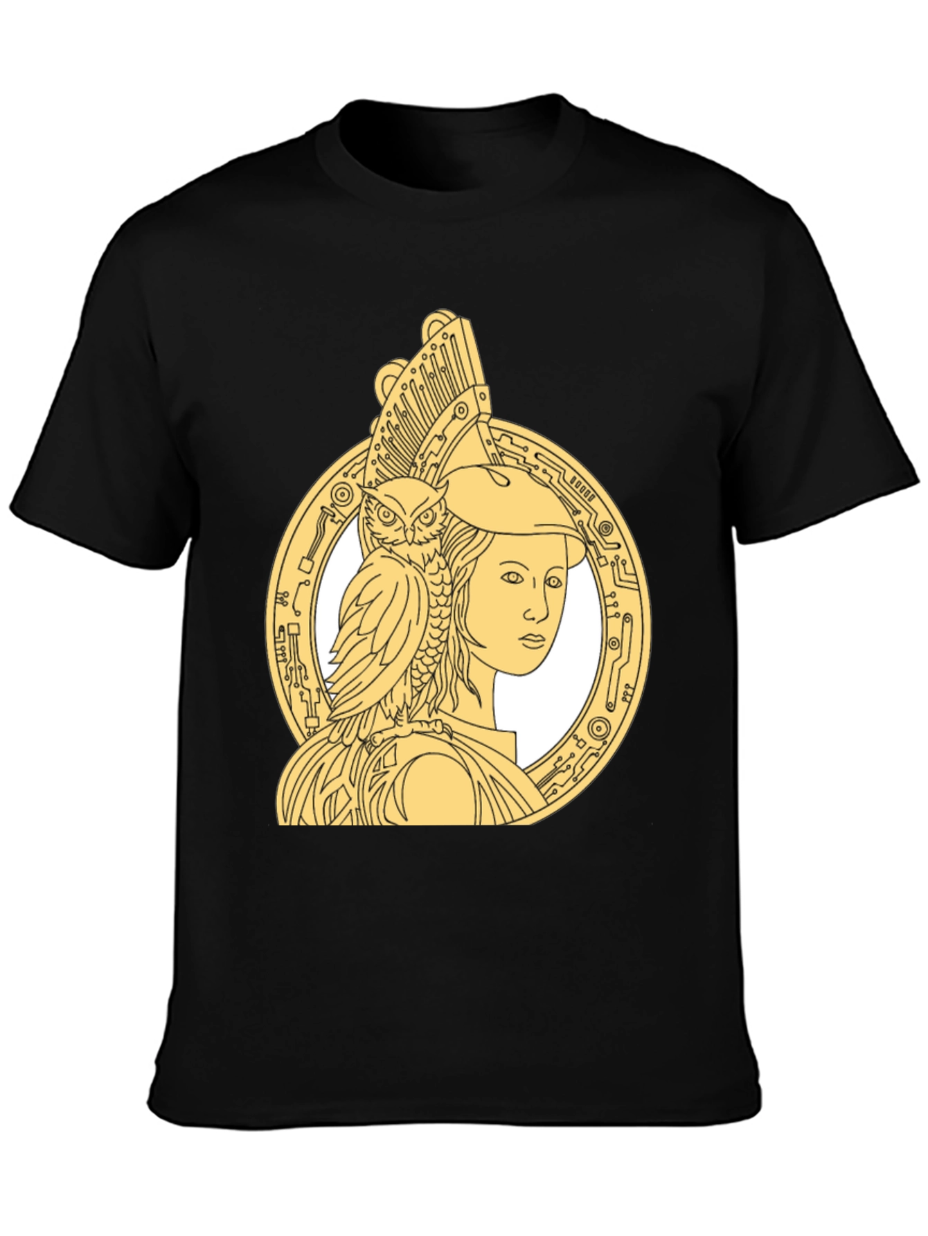 Athena & Owl Graphic T-Shirt - Black