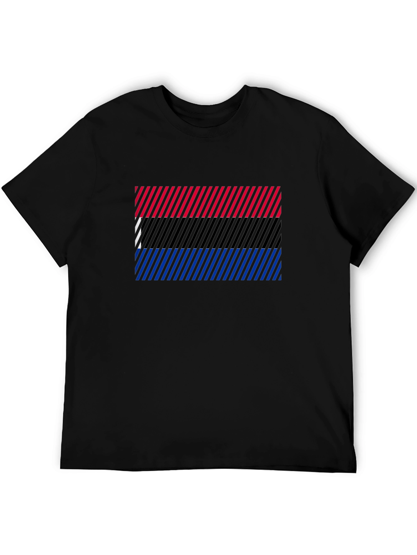 Striped Pride Flag Graphic Tee - Black