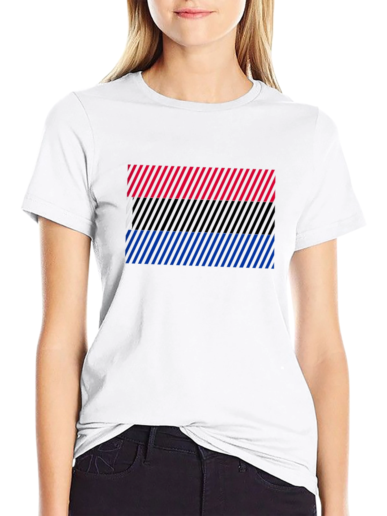 Striped Pride Flag Graphic Tee - Black