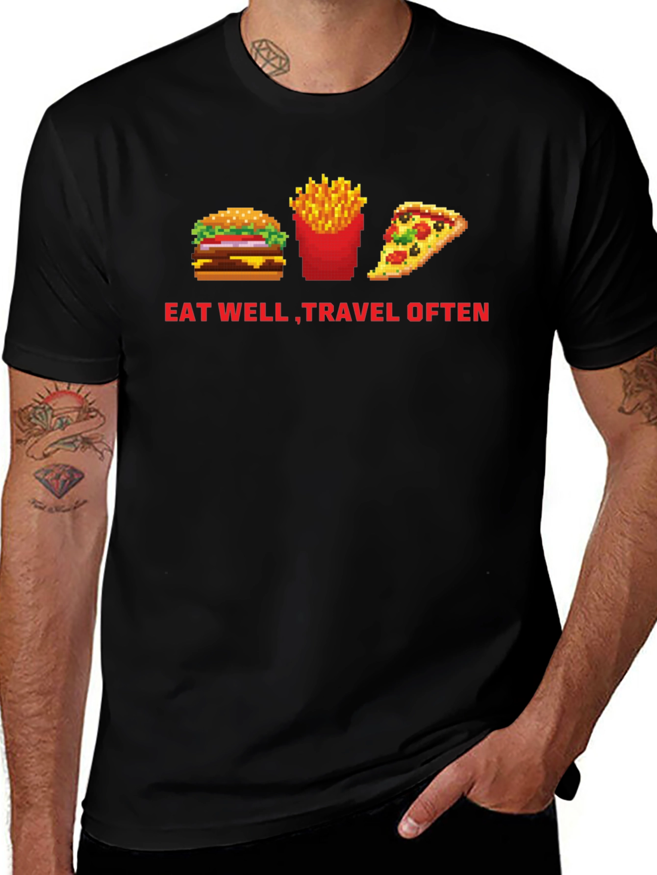 Eat Well Travel Often Black T-Shirt